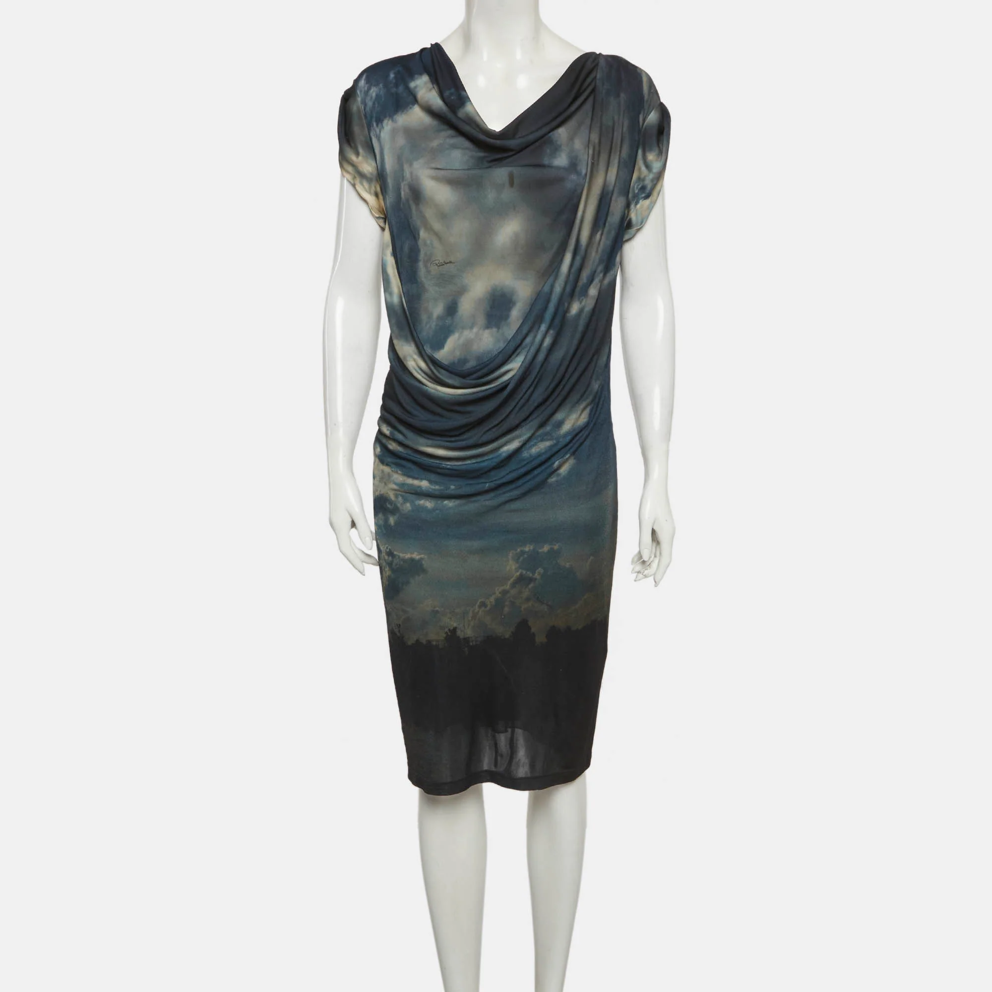 Roberto Cavalli Blue Printed Jersey Short Dress - Image 2