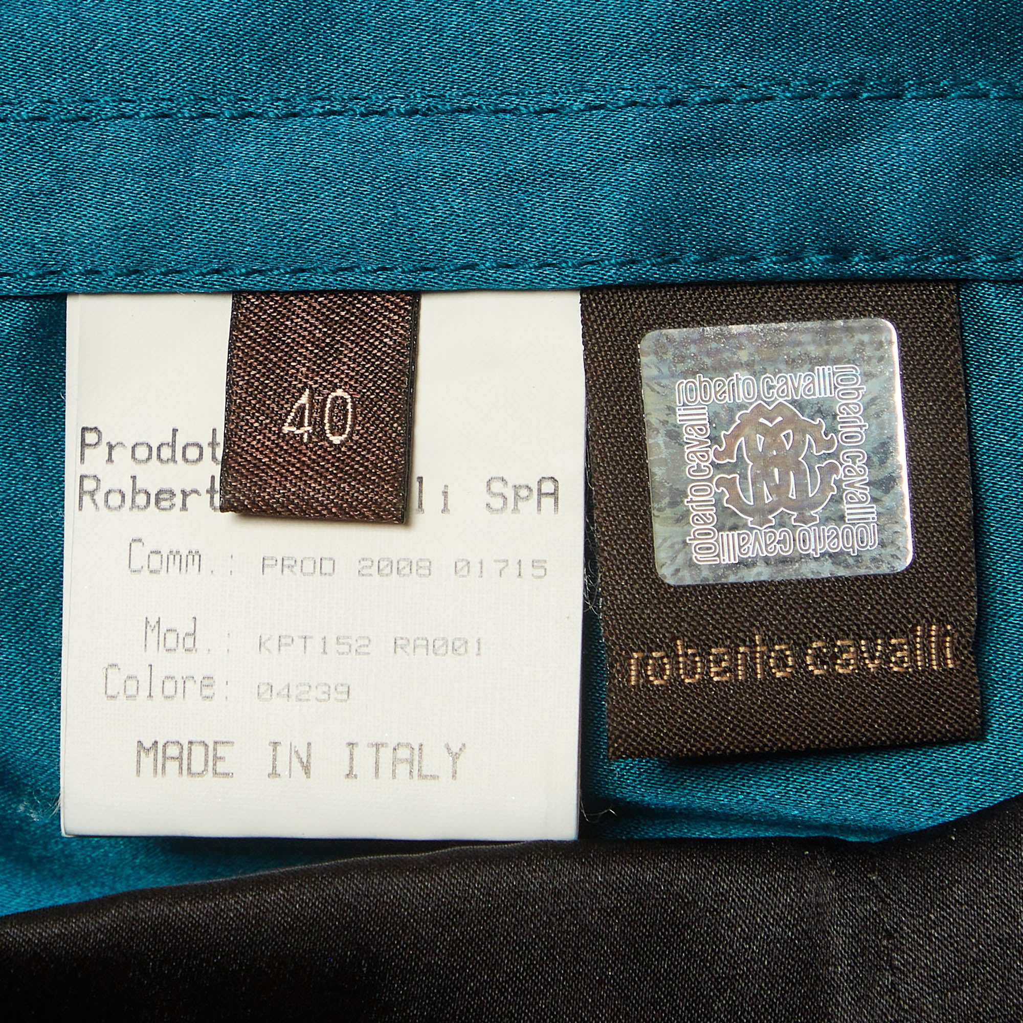 Roberto Cavalli Blue Satin And Lace Detail Mini Dress - Image 6