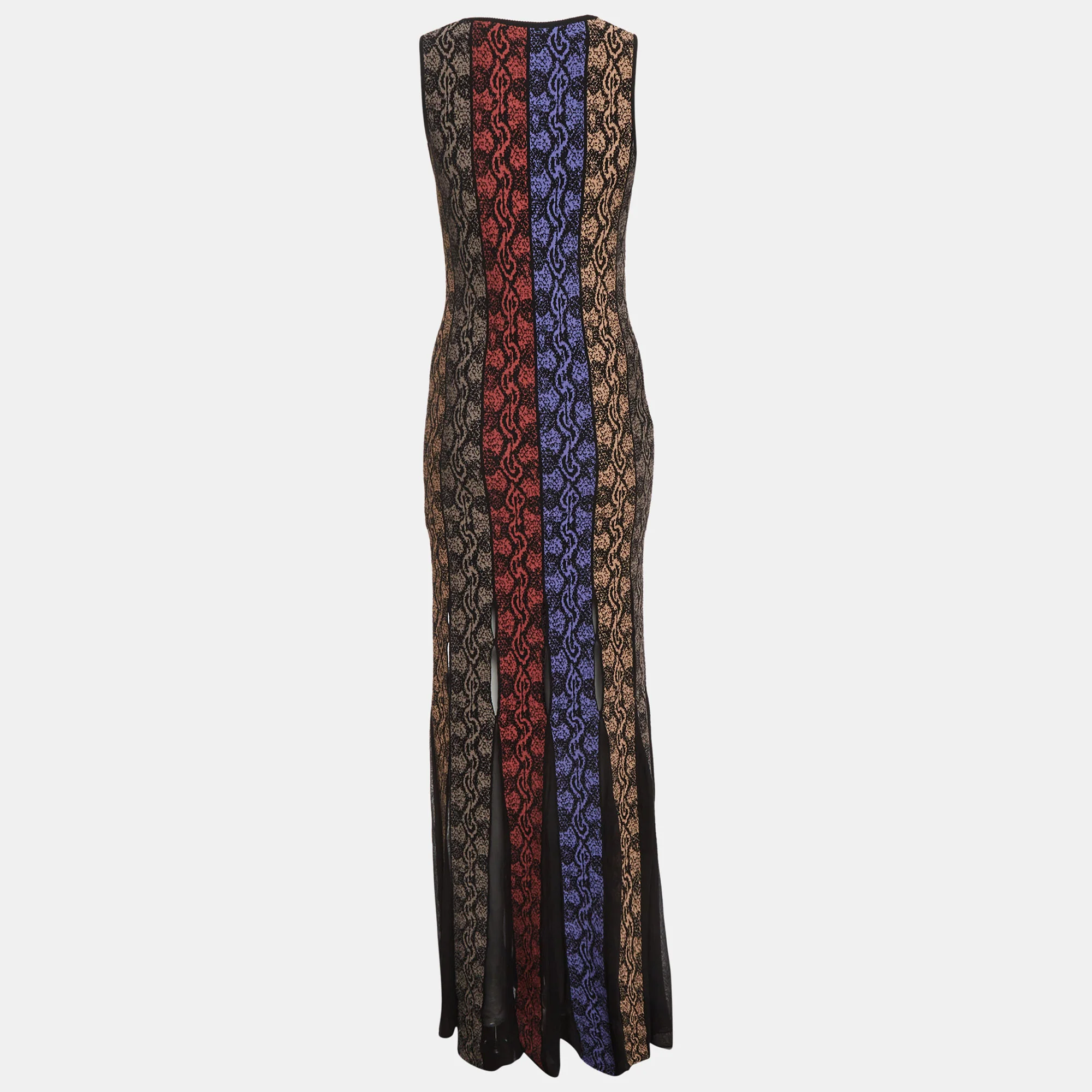 Roberto Cavalli Multicolor Panelled Knit Sleeveless Maxi Dress - Image 3