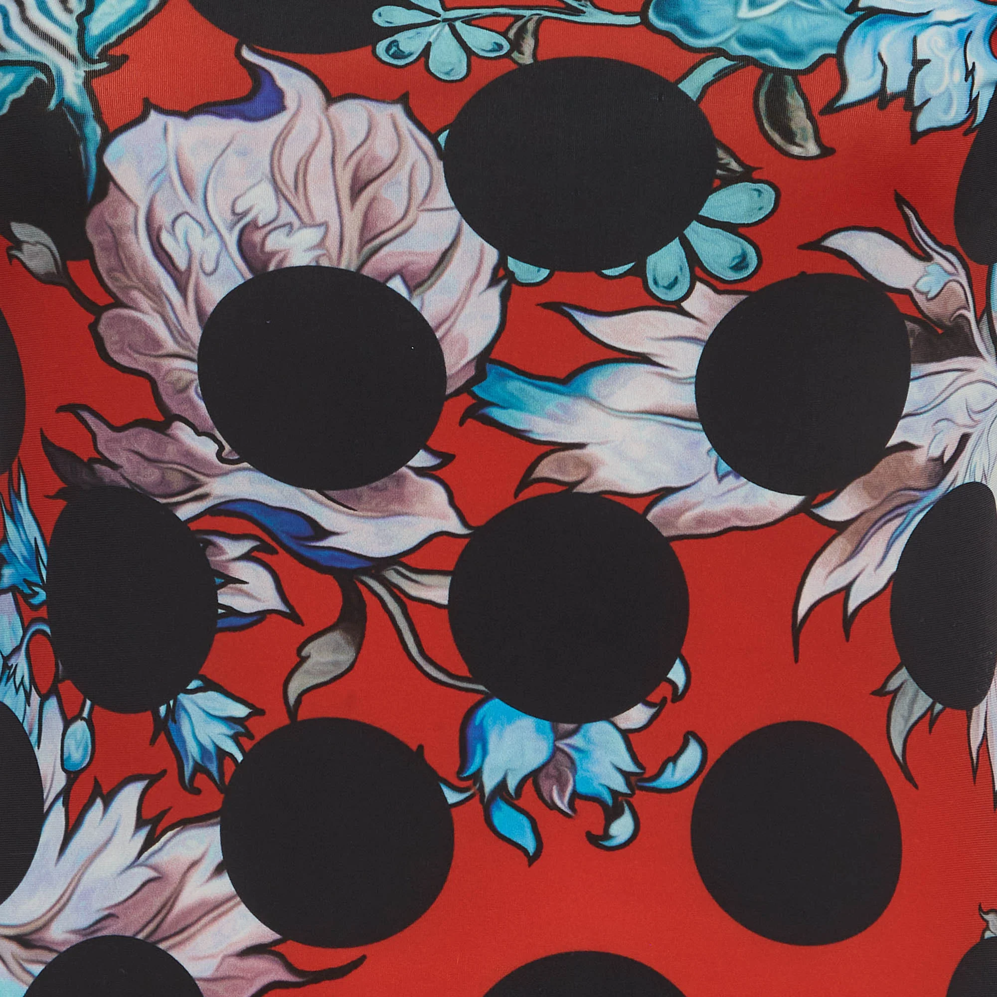 Roberto Cavalli Red Floral And Polka Dot Print Jersey Knit Mini Dress - Image 4