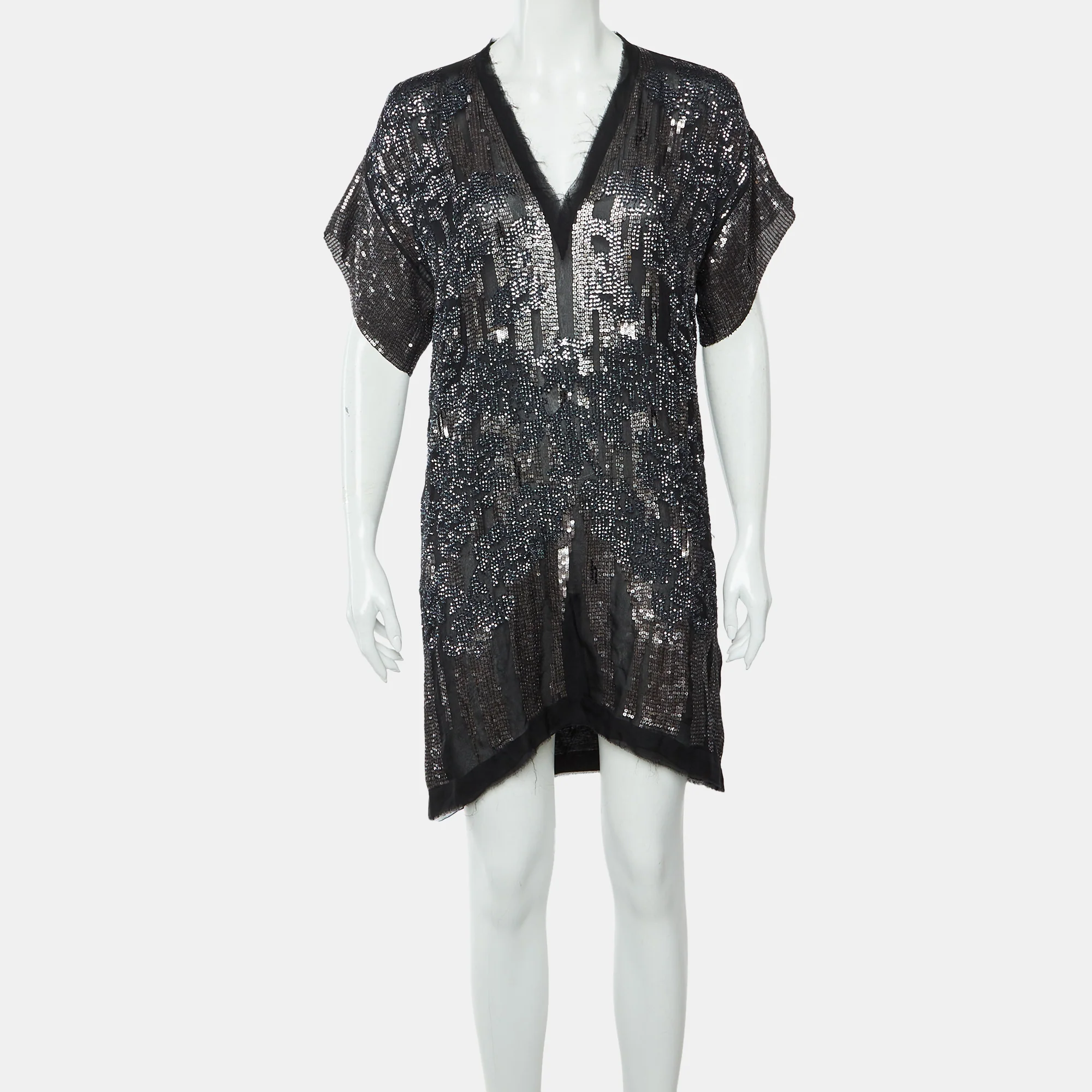 Roberto Cavallli Black Sequined Silk Mini Shift Dress - Image 2