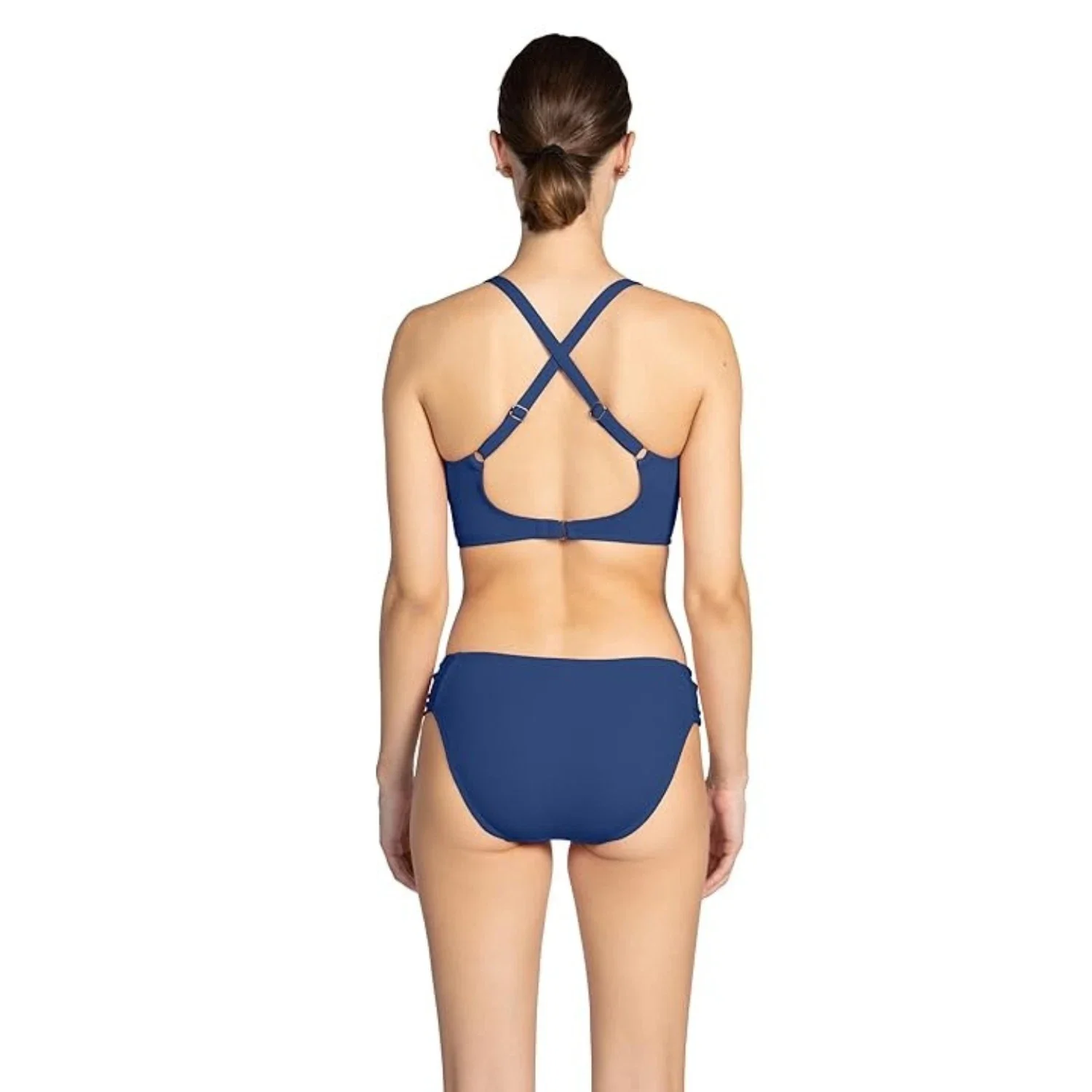Robin Piccone Amy Halter Top Women Blue Stretch Crossback Swimwear GBO2560 - Image 4