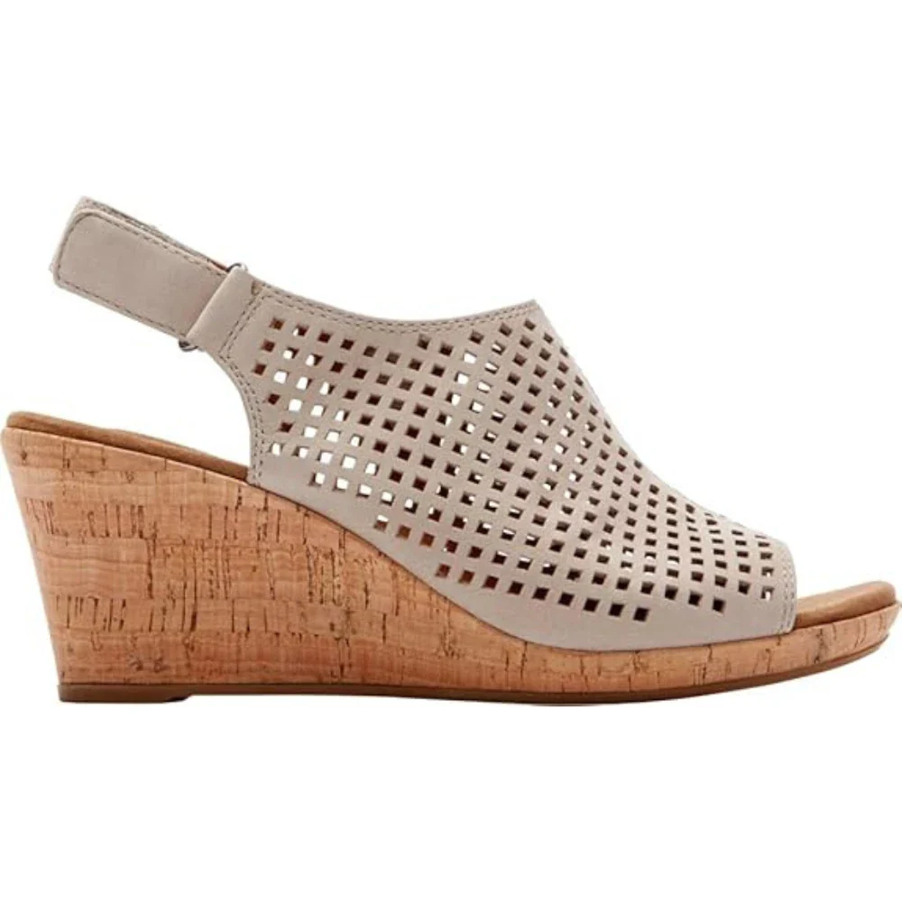 Rockport Briah Sandals Women'sW Taupe Leather Perforated Slingaback RHS3821 - Image 2