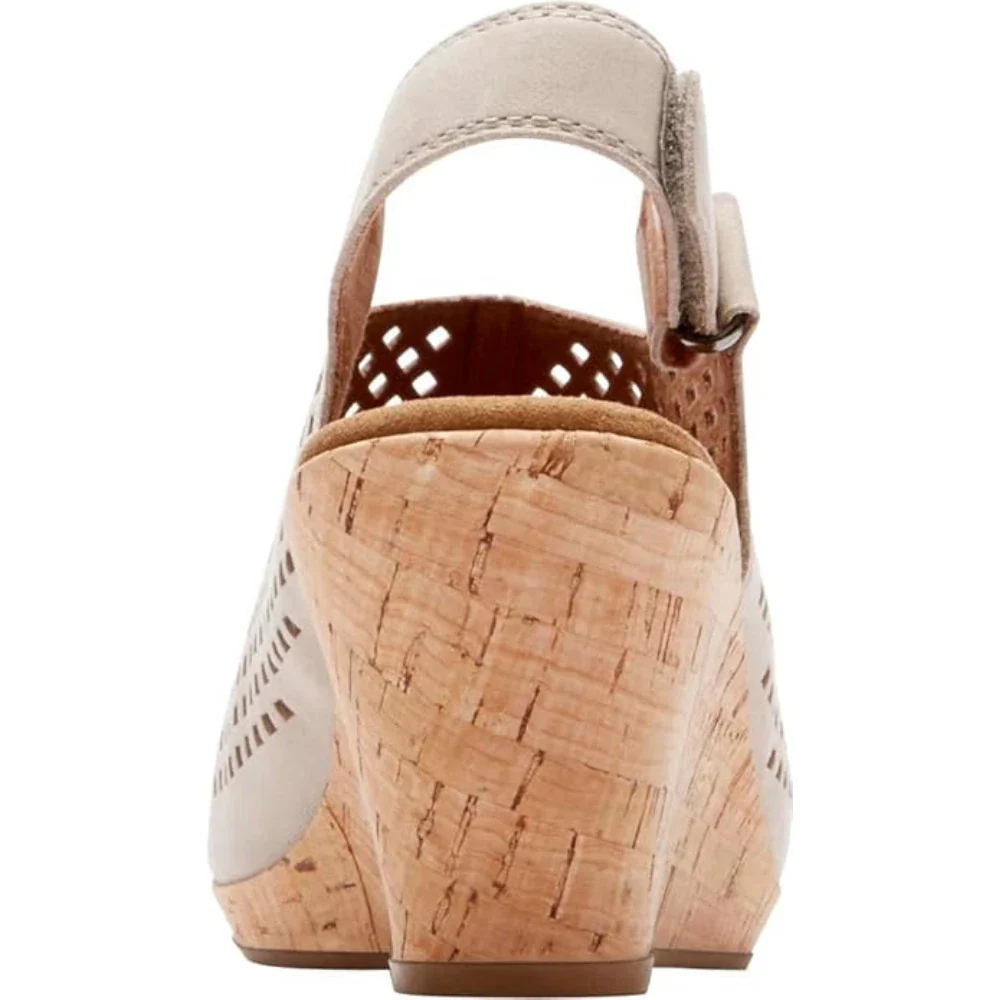 Rockport Briah Sandals Women'sW Taupe Leather Perforated Slingaback RHS3821 - Image 3