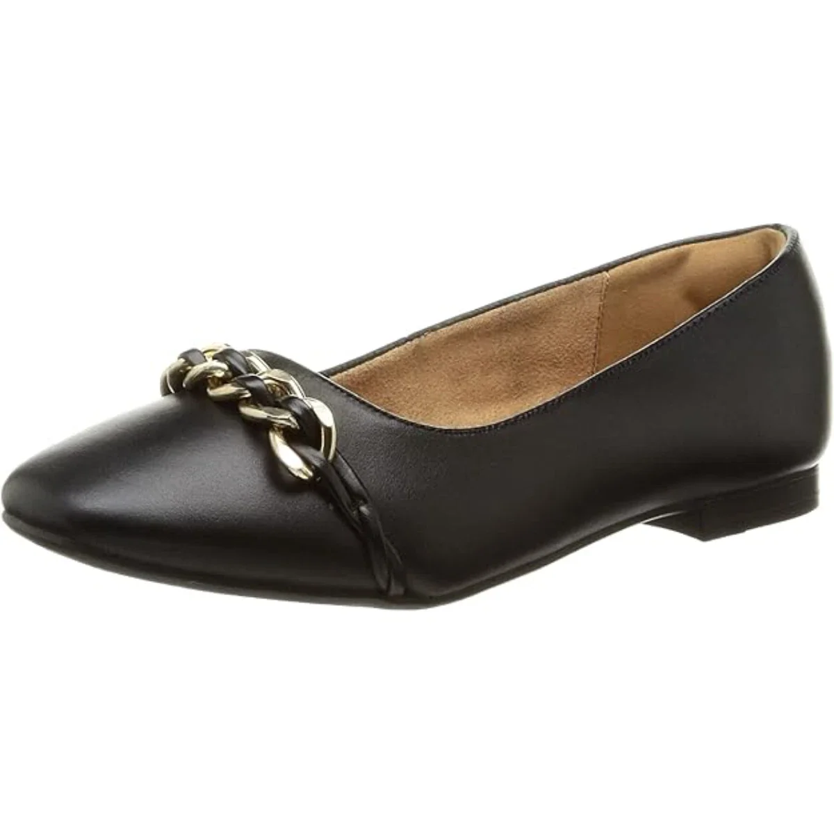 Rockport Zoie CI9673 Chain Ballet Flat Womens Black Slip On Shoes HTAT1171