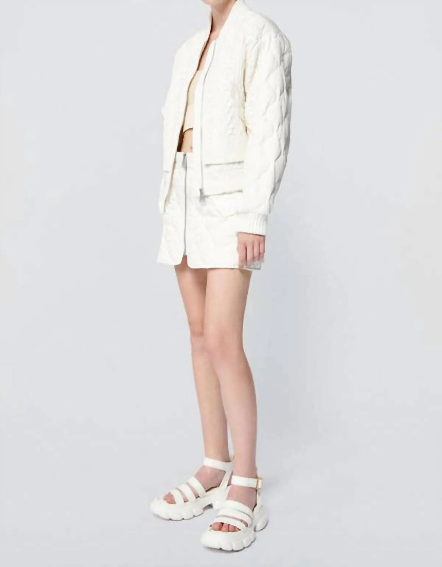 Rollins Bomber Jacket In Eggshell - Image 2