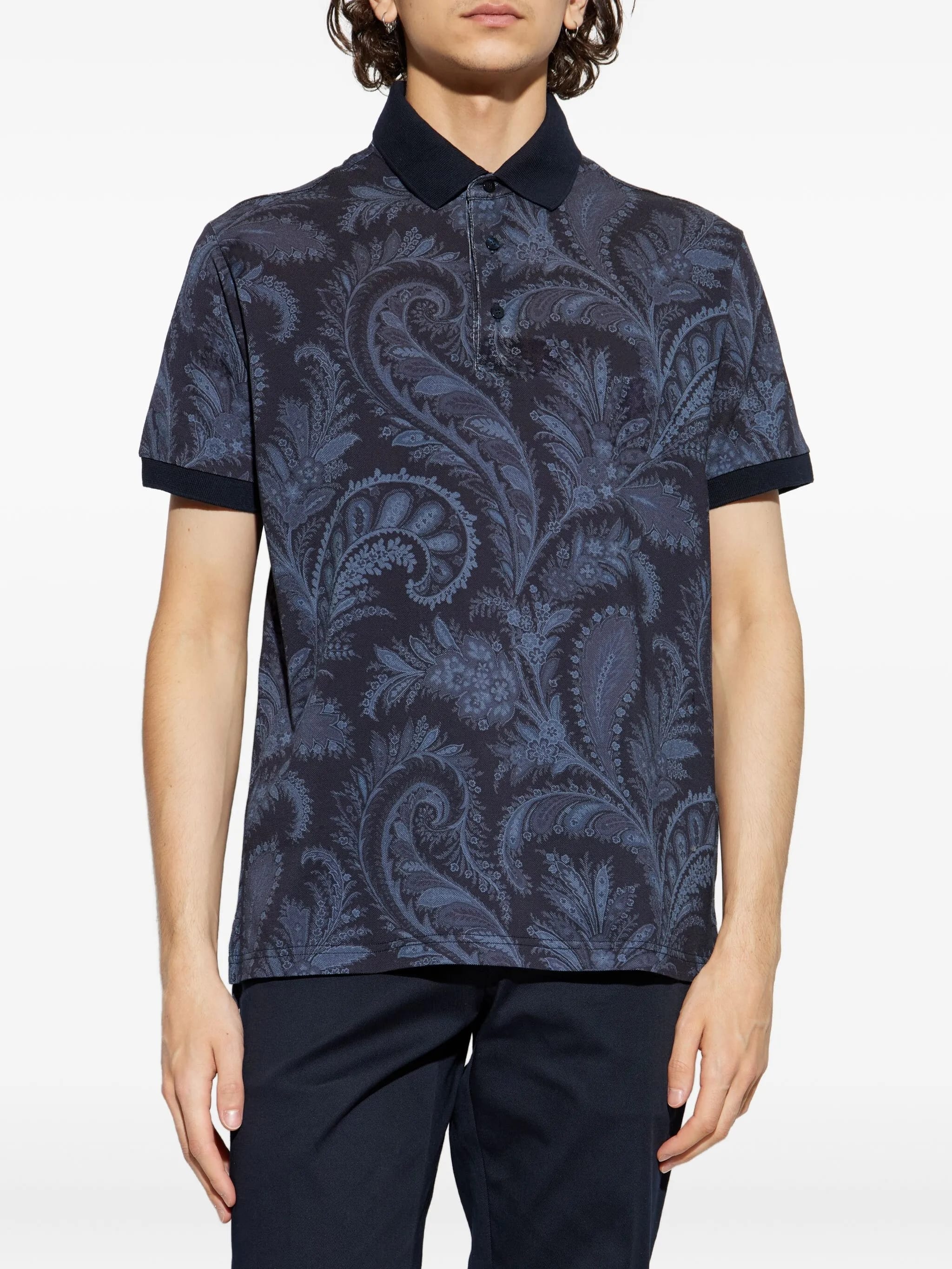 Roma Intricate Paisley Patterned Polo Shirt - Image 3