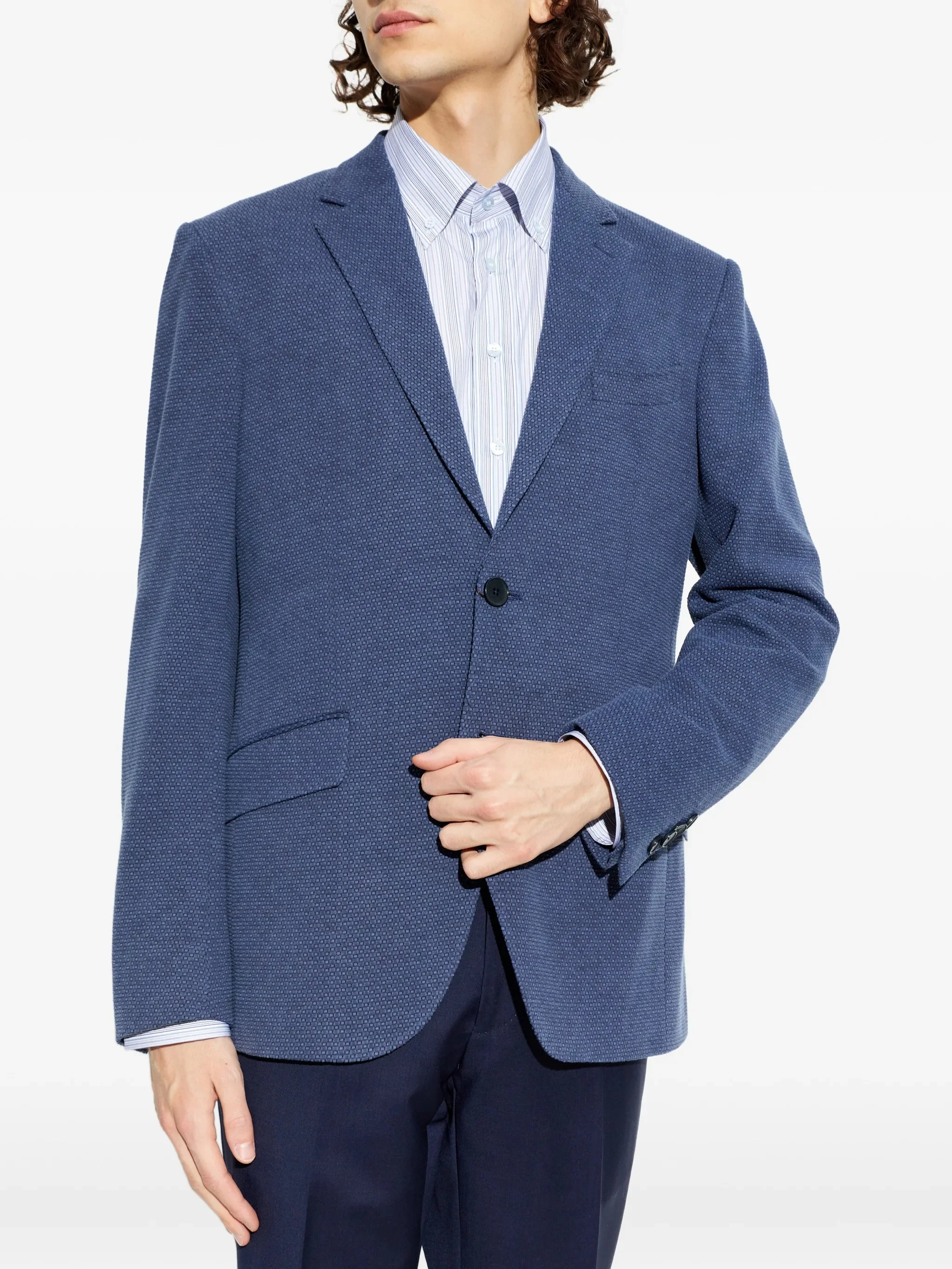 Roma Jersey Blue Textured Floral-Lined Jacket - Image 3