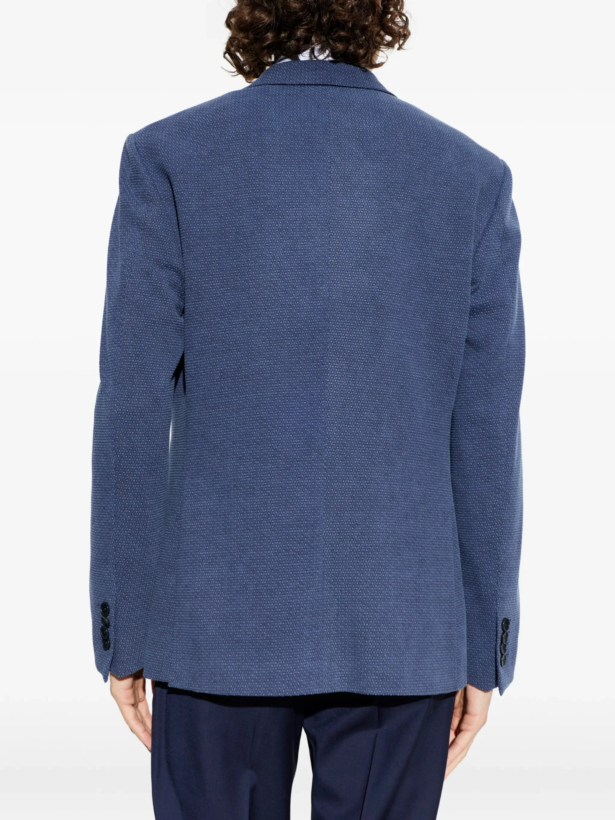 Roma Jersey Blue Textured Floral-Lined Jacket - Image 4