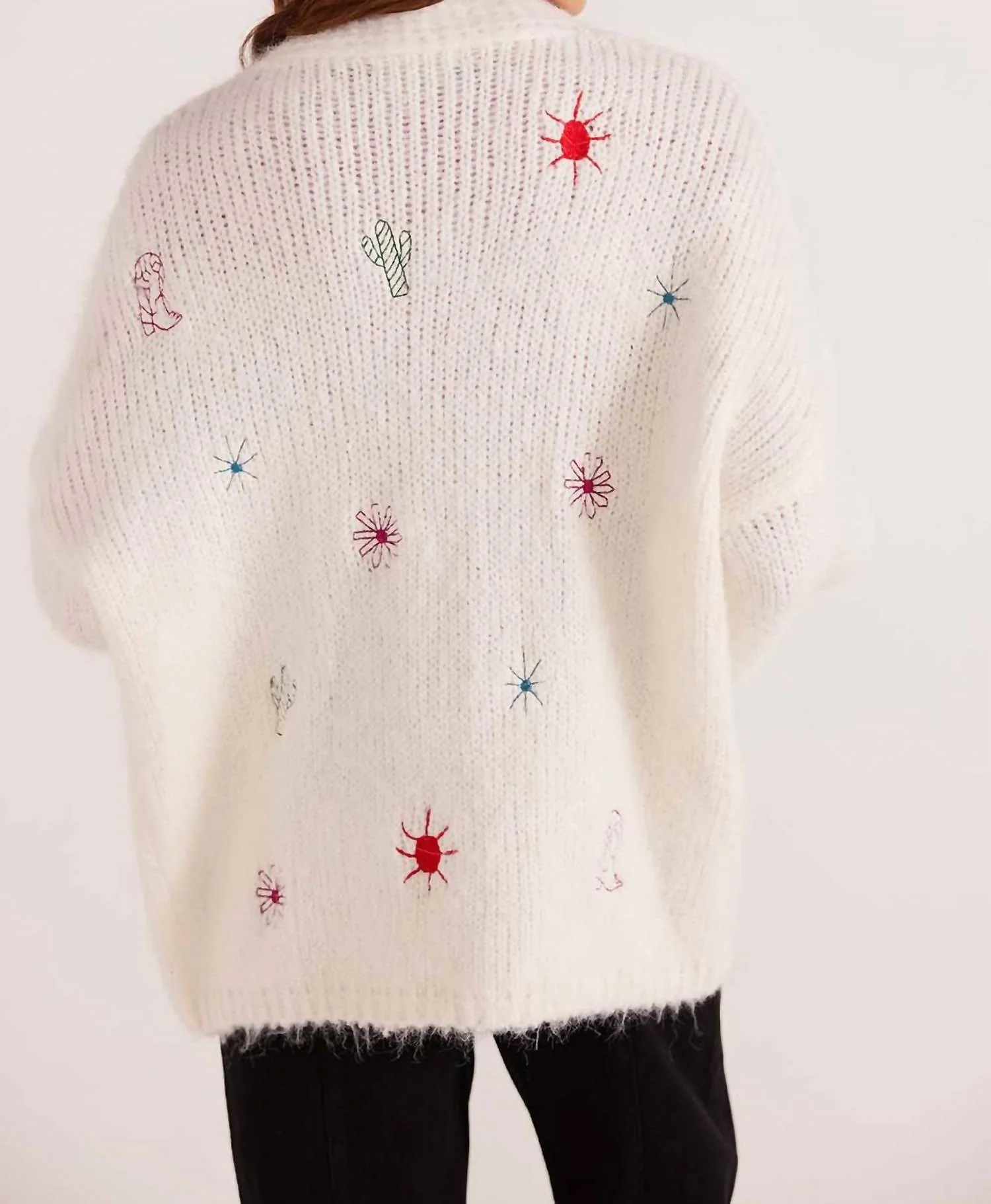 Rosalie Motif Knit Cardigan In Ivory - Image 2