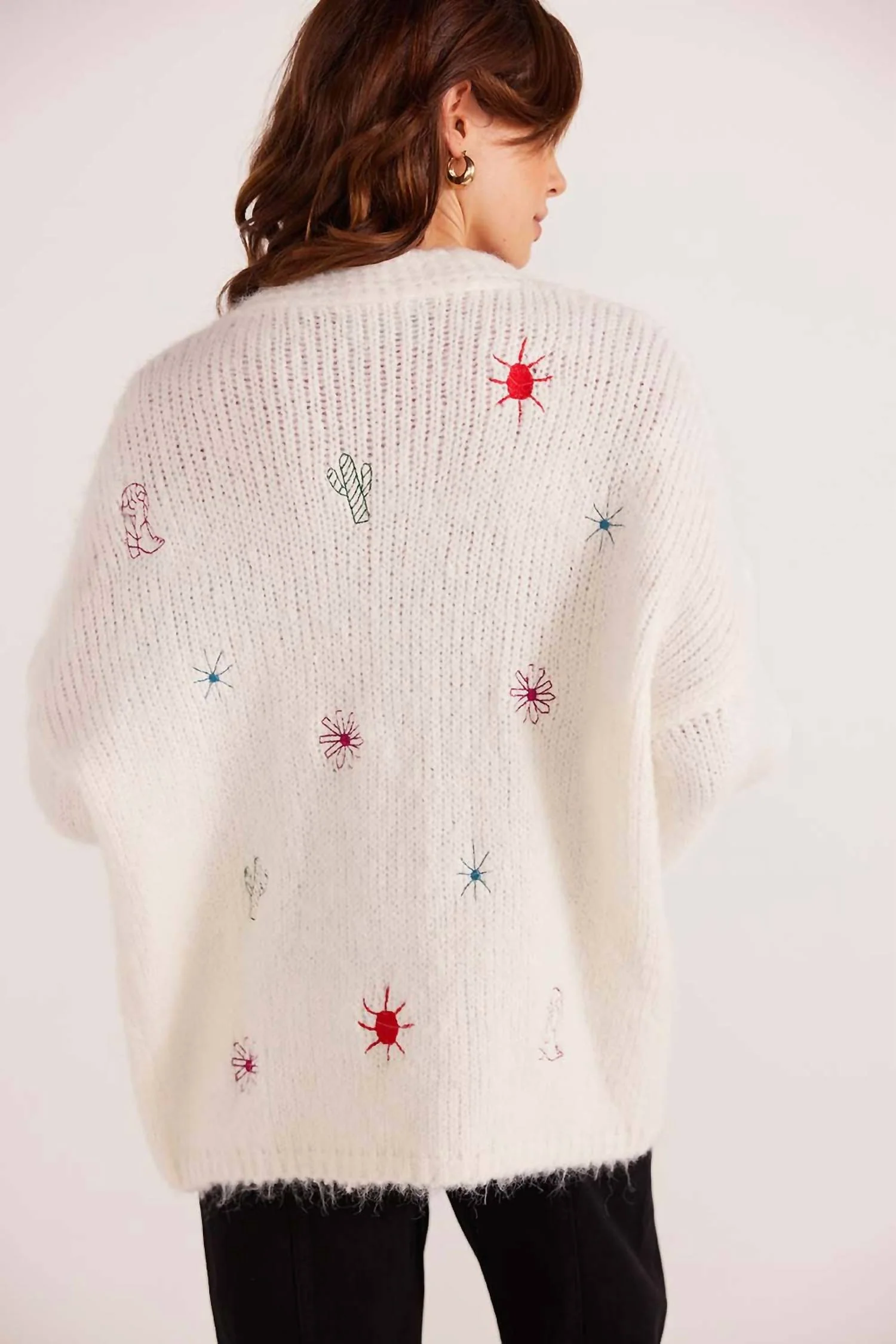 Rosalie Motif Knit Cardigan In Ivory - Image 3
