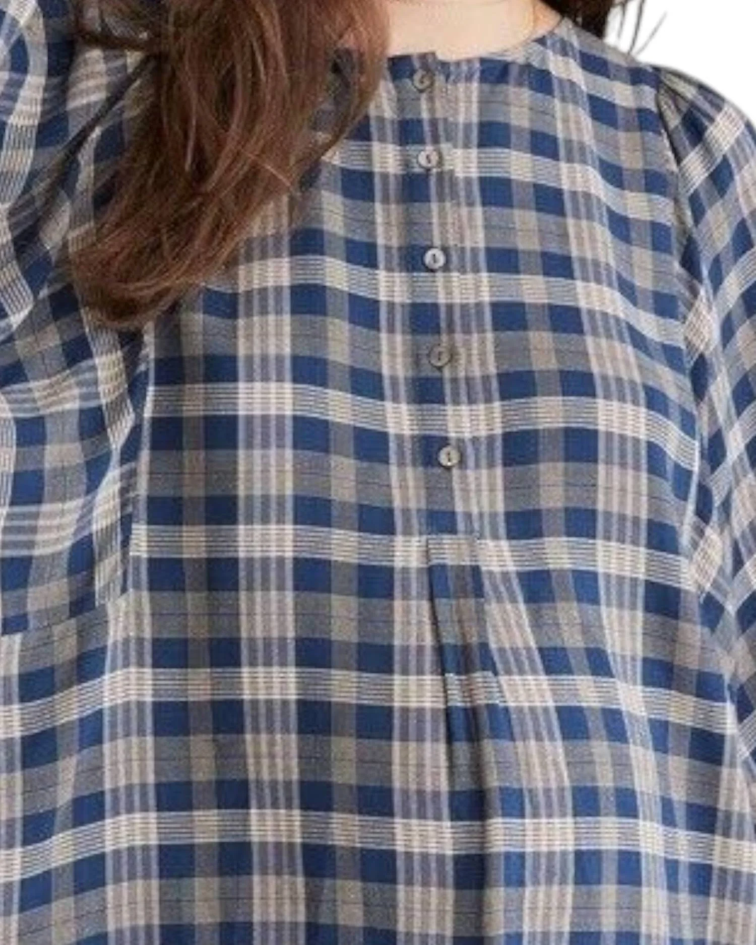 Rose Plaid Top In Blue - Image 2