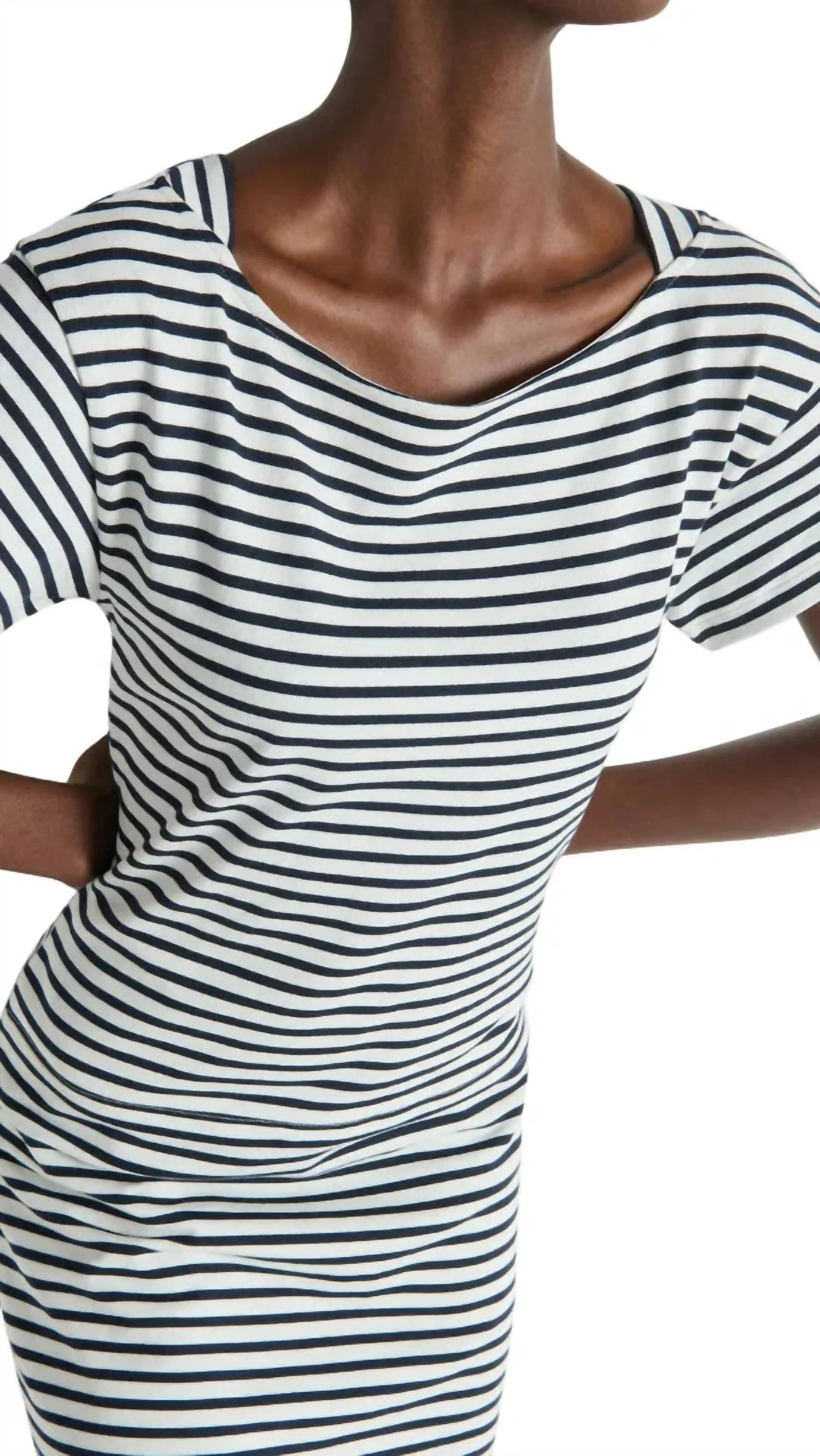 Rosie Mini Dress In Navy Brenton Stripe - Image 3