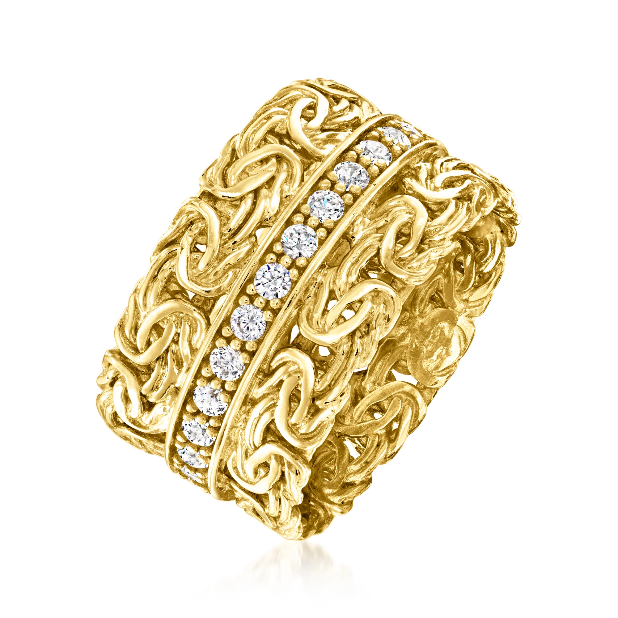 Ross-Simons CZ Byzantine Ring in 18kt Gold Over Sterling - Image 3
