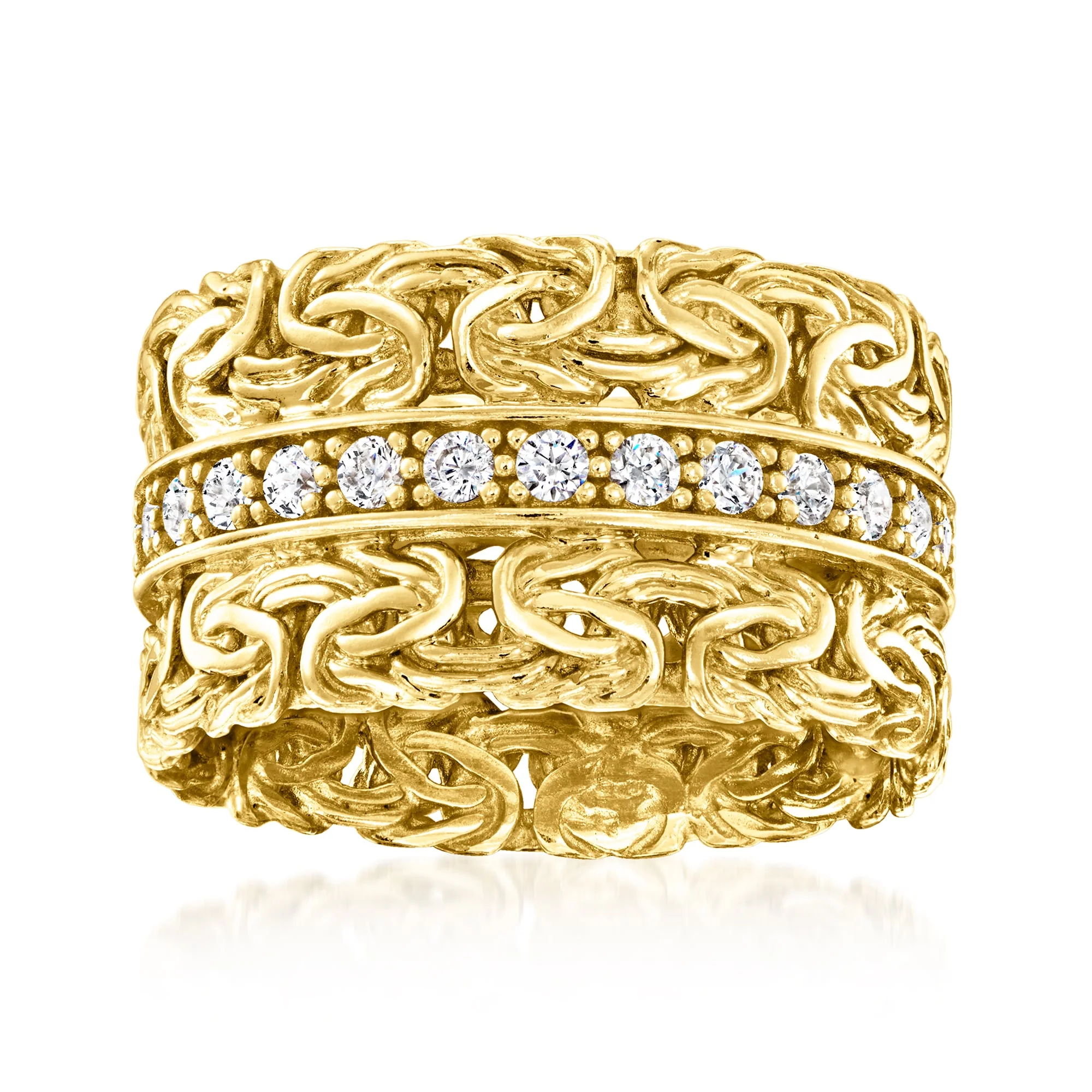 Ross-Simons CZ Byzantine Ring in 18kt Gold Over Sterling - Image 5