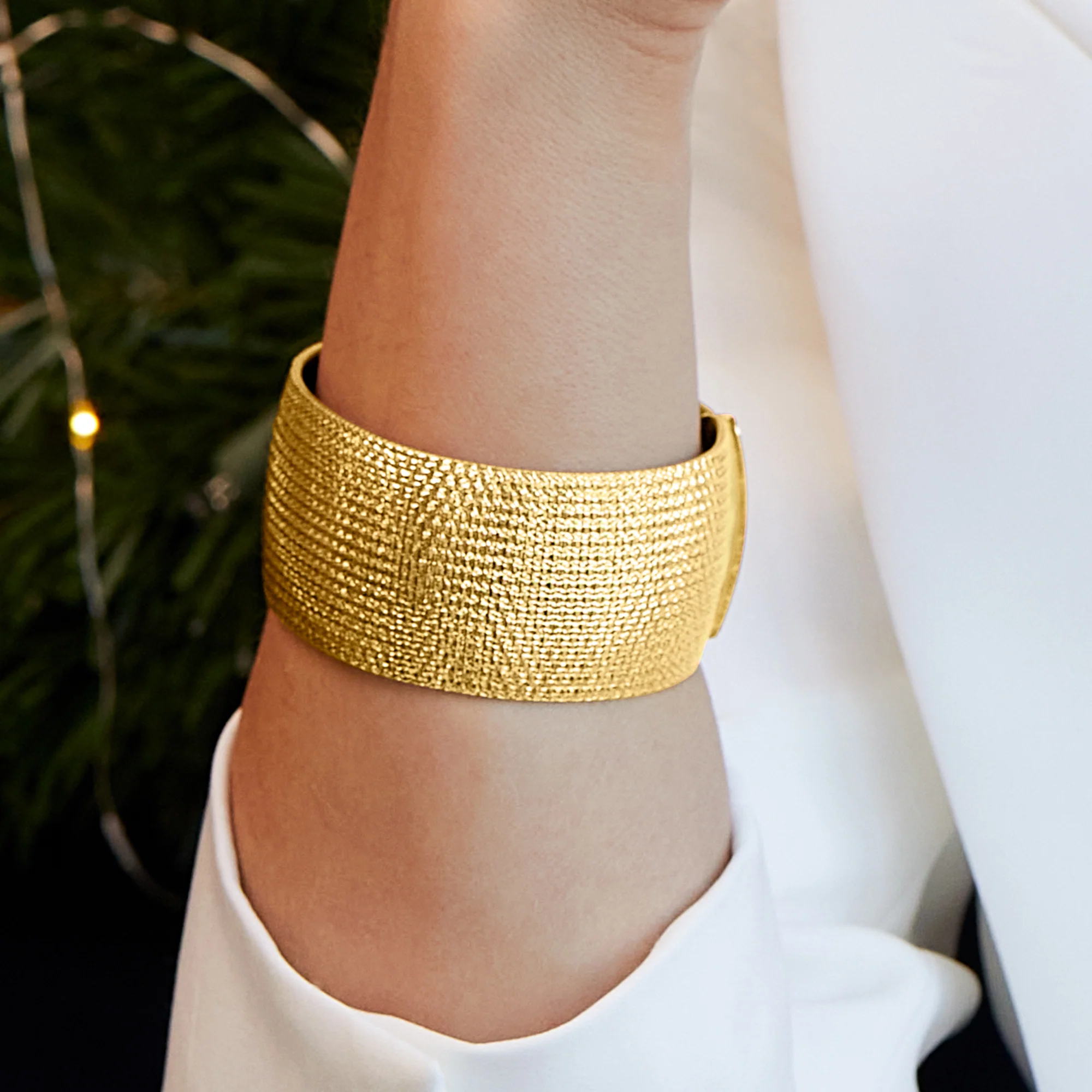 Ross-Simons Italian 30mm 18kt Gold Over Sterling Omega Bracelet - Image 5