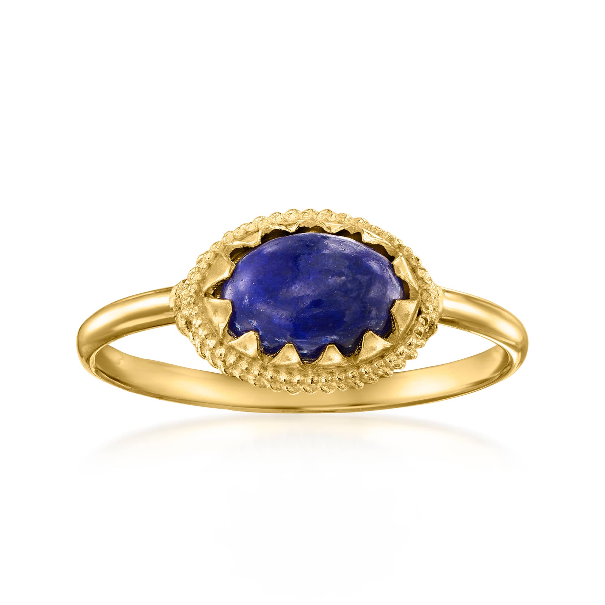 Ross-Simons Italian Lapis Milgrain Ring in 14kt Yellow Gold