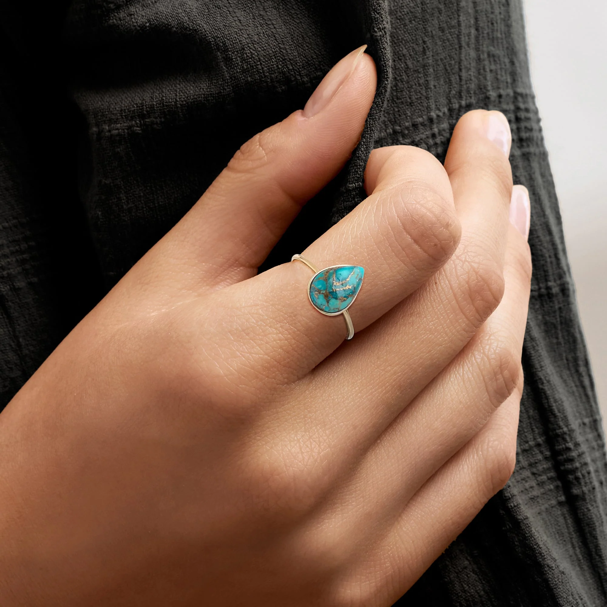 Ross-Simons Turquoise Ring in 10kt Yellow Gold - Image 2