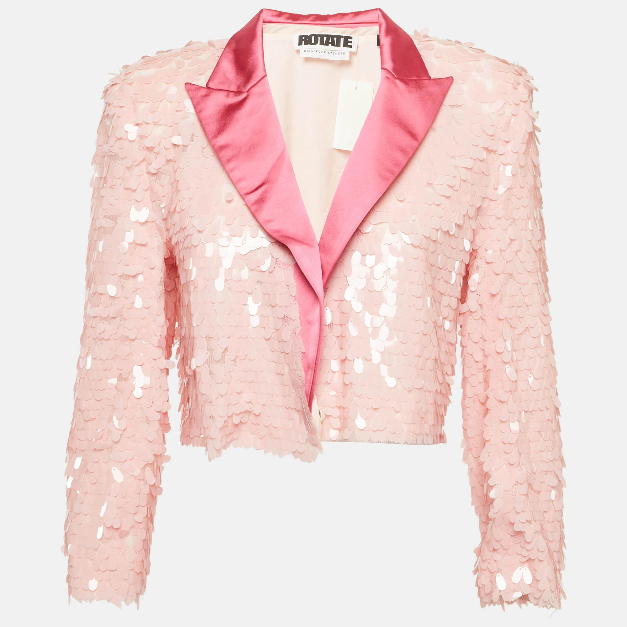 Rotate Birger Christensen Pink Sequin And Satin Blazer