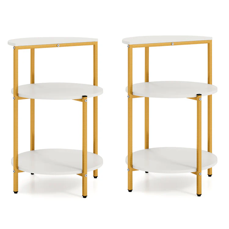 Round 3-Tier Side Table, Small End Table for Bedroom & Living Room - Image 7
