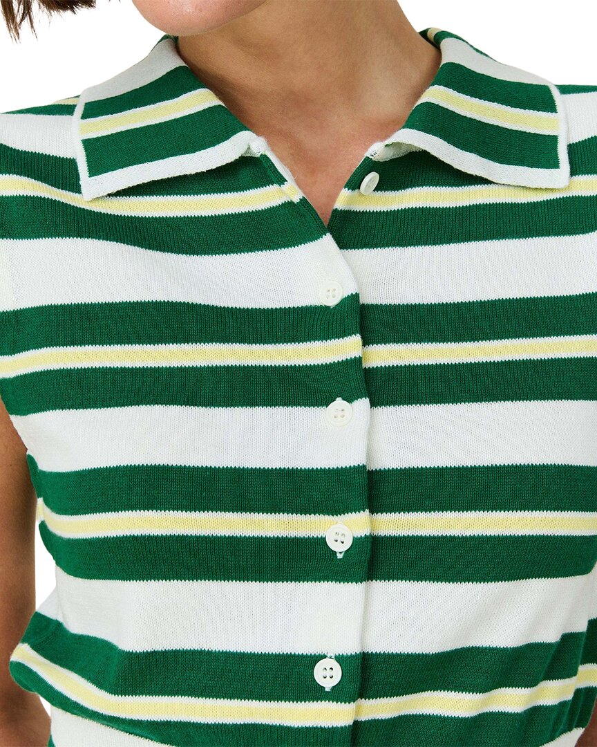 Rowing Blazers Striped Knit Collared Button Up Cashmere-Blend Tank - Image 3