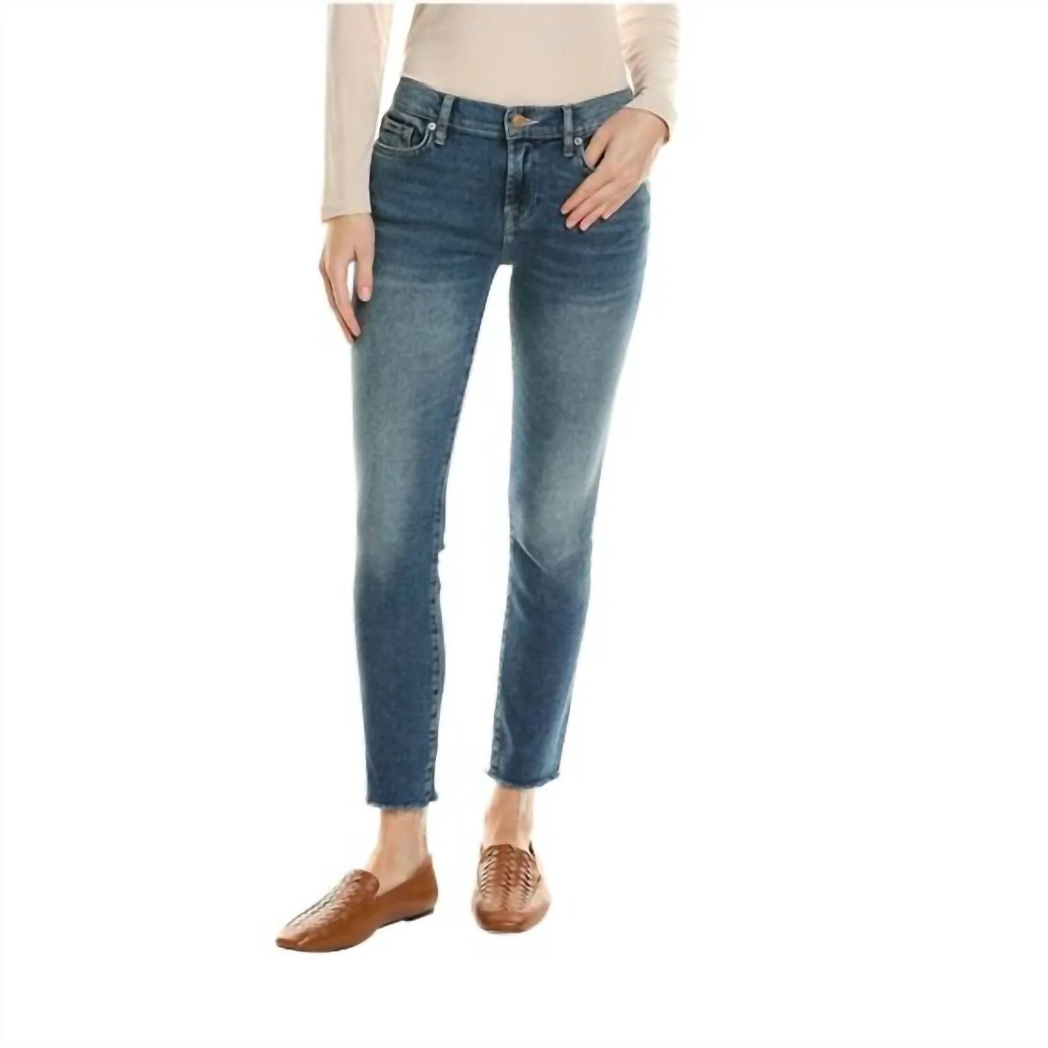 Roxanne Ankle Slim Cigarette Jeans In Blue