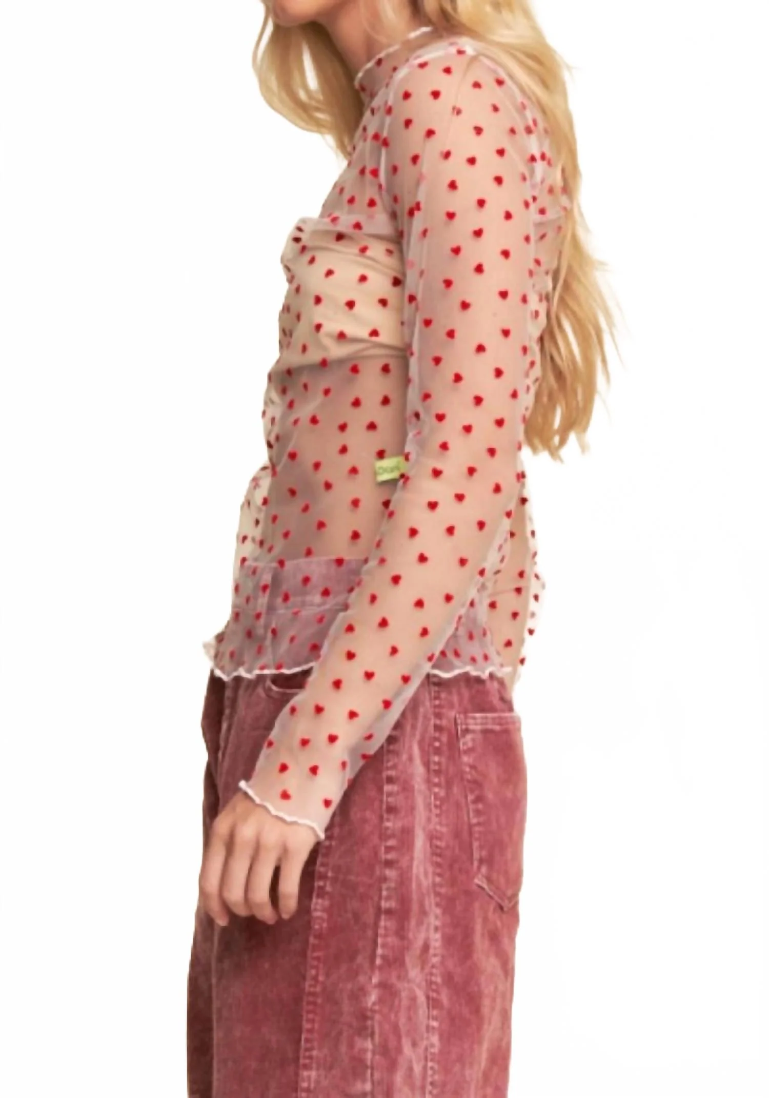 Ruby Hearts Mesh Tee In Red - Image 3