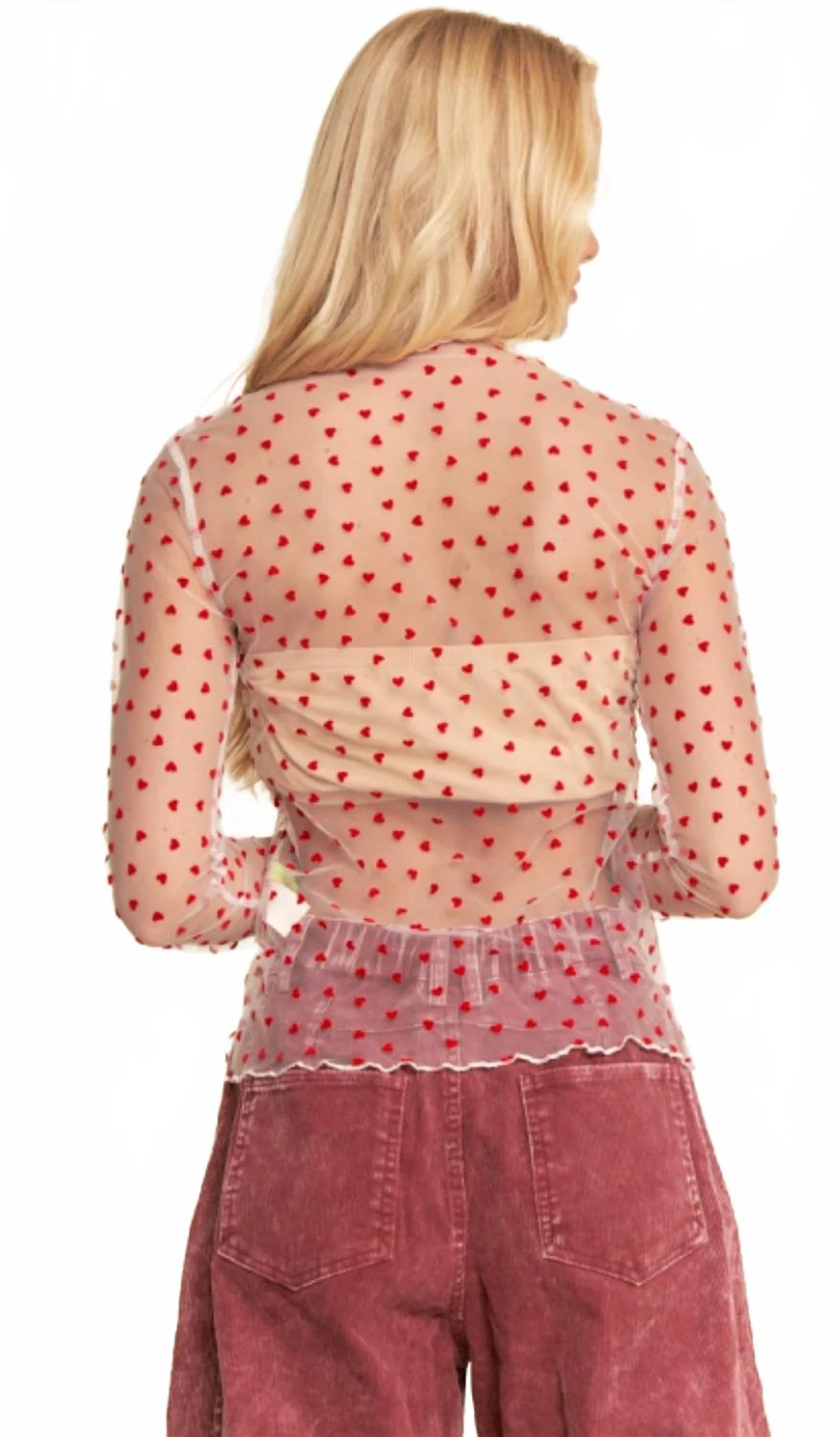 Ruby Hearts Mesh Tee In Red - Image 4