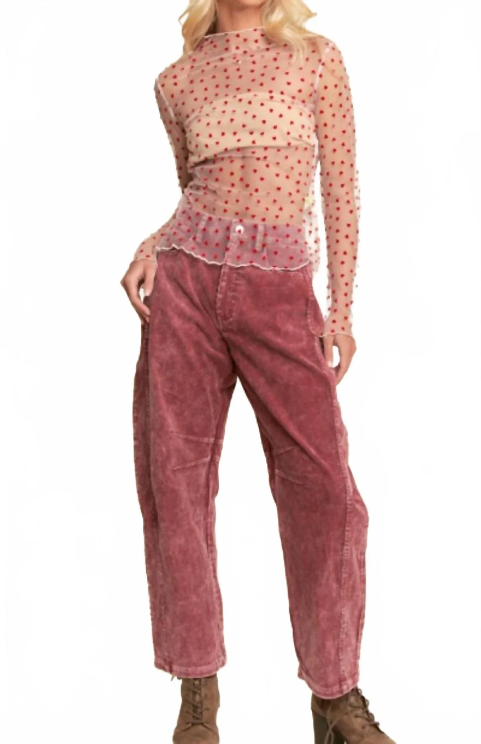 Ruby Hearts Mesh Tee In Red - Image 5