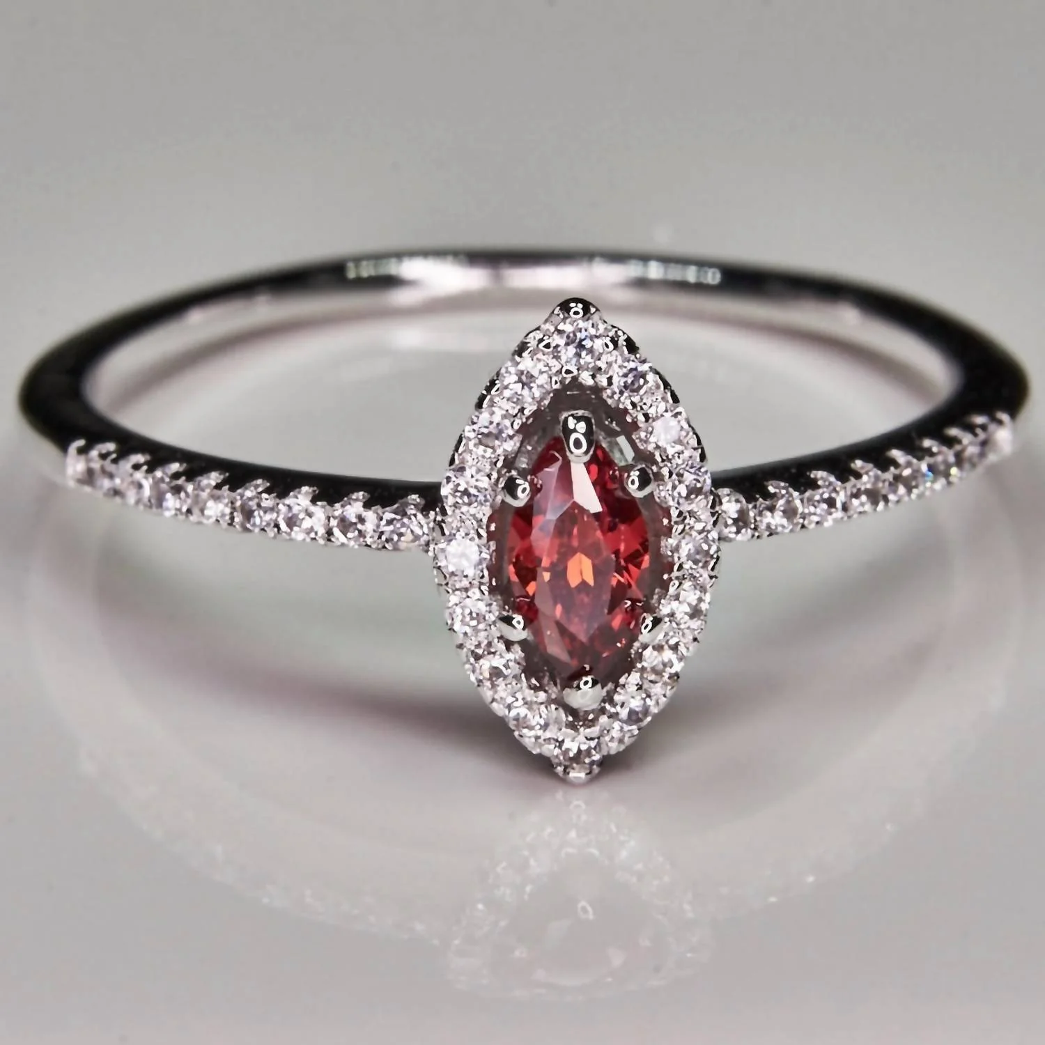 Ruby Marquise & Cz Ring In Red