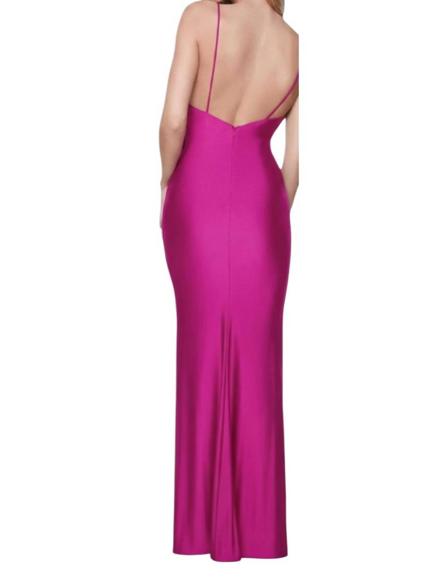 Ruched Bodice Prom Dress In Electric Fuchsia - Image 2