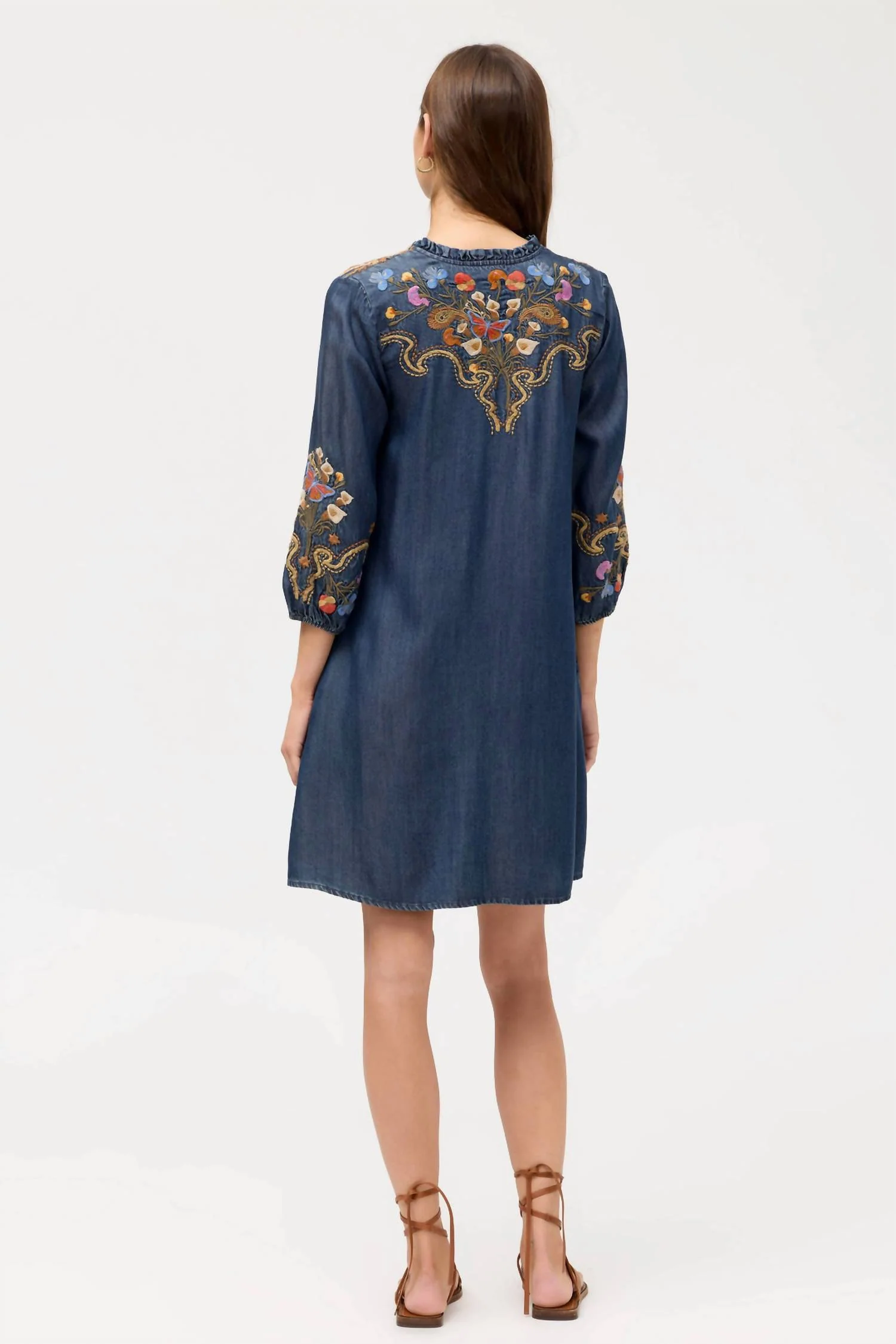 Ruffle Field Durago Dress In Denim Blue - Image 3