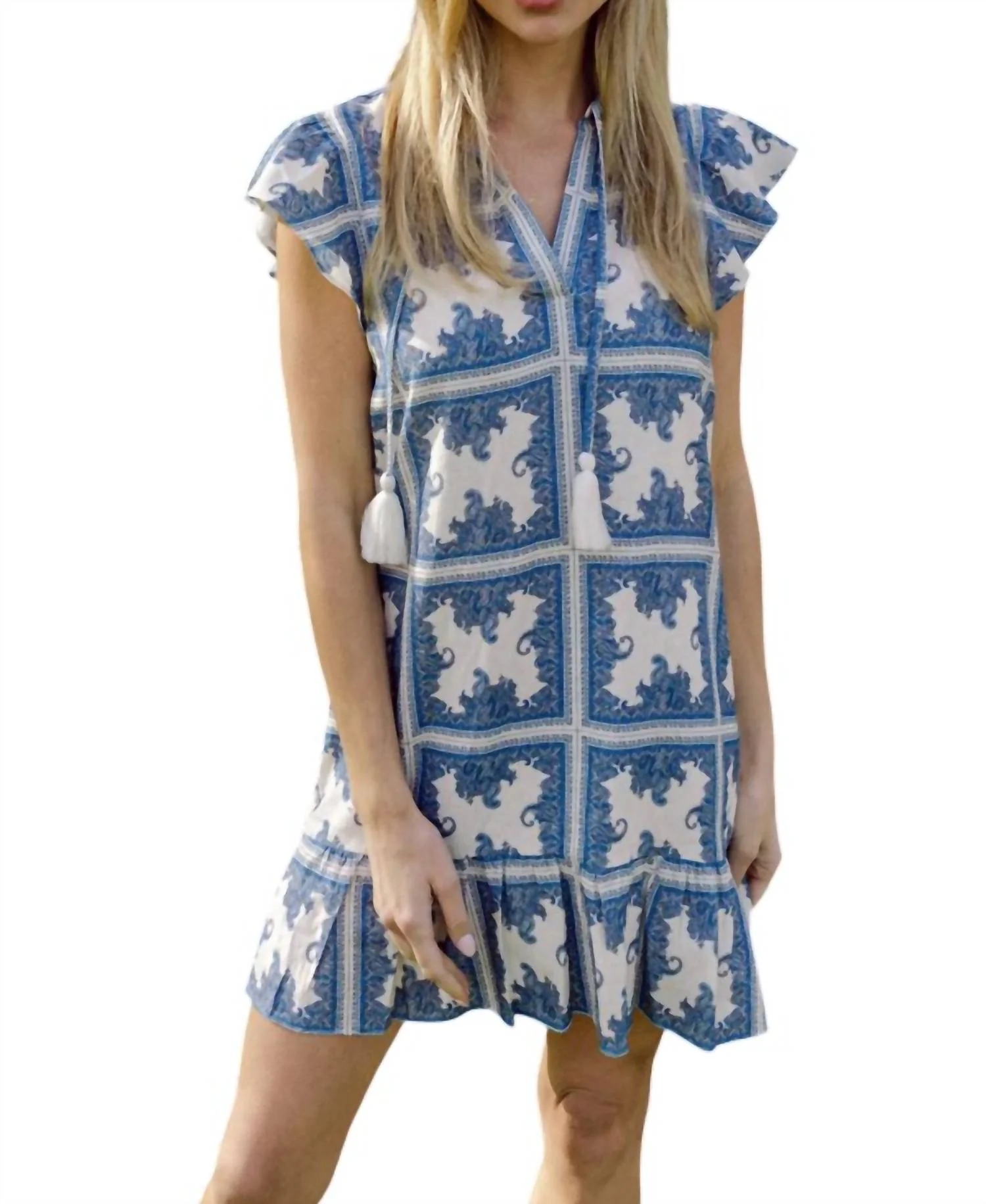 Ruffle Hem Dress In Paisley Park Print