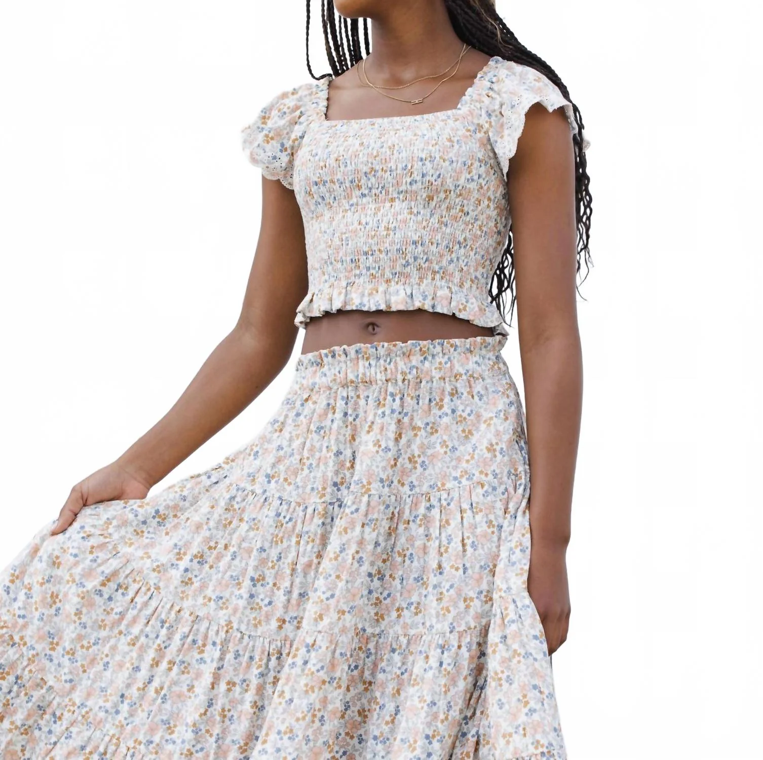 Ruffle Maxi Skirt In Flower Fields - Image 4