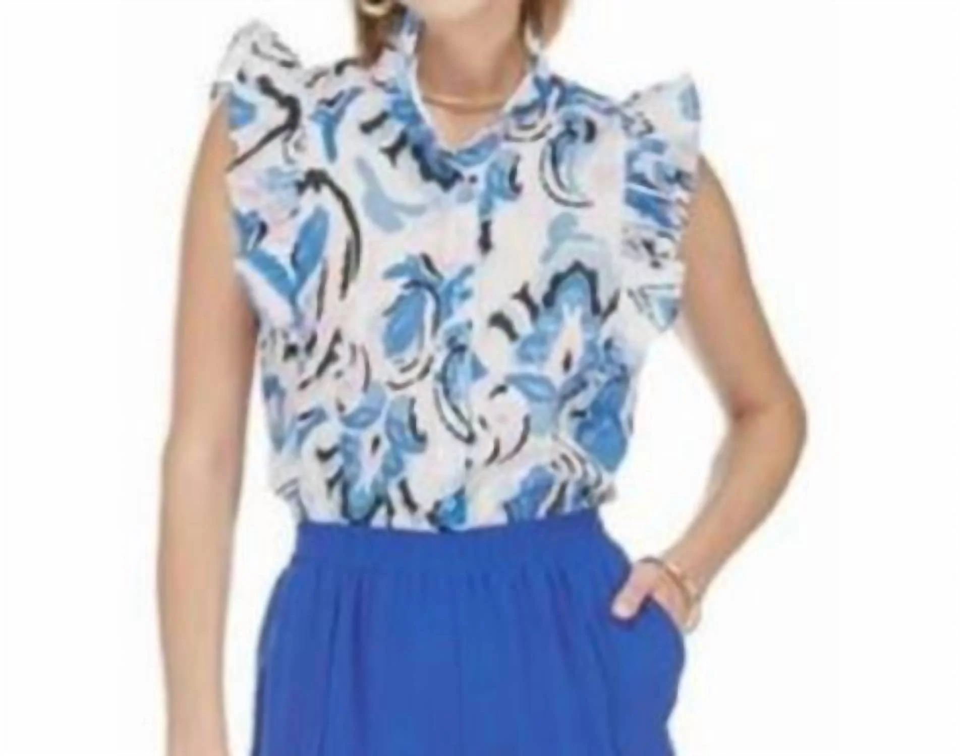 Ruffles Button Front Blouse In Sumpy Summer Paisley - Image 2