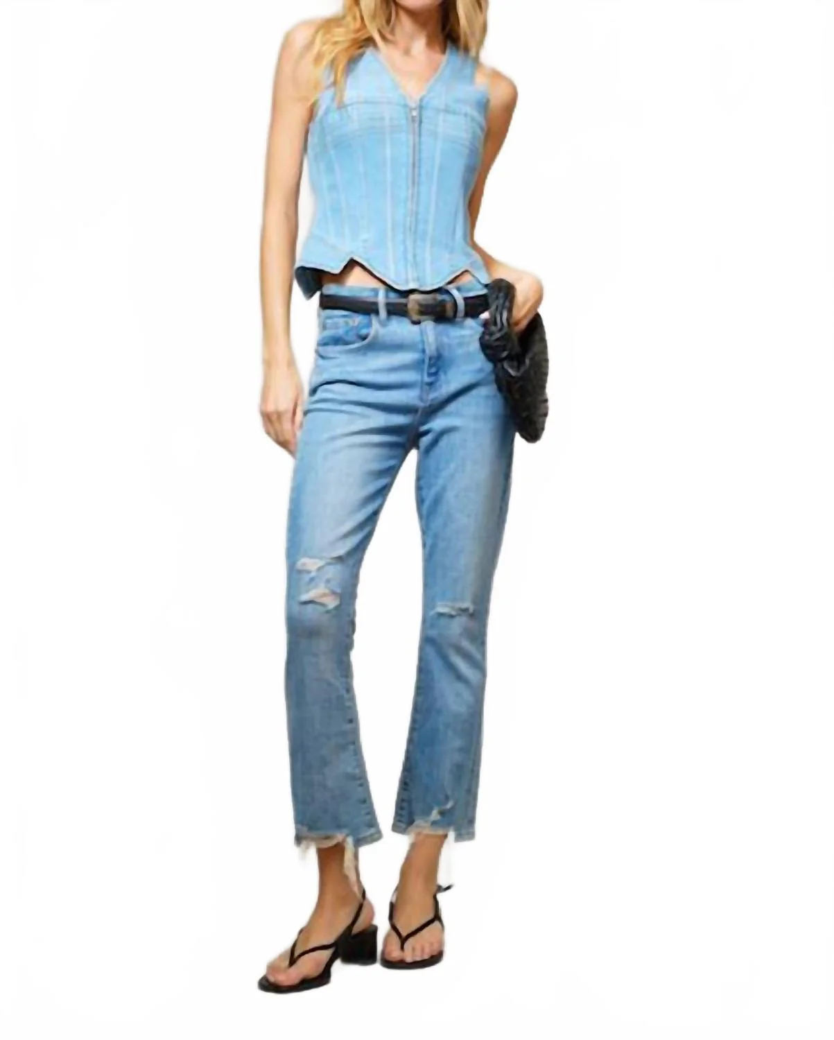 Rugged Corset Vest In Blue