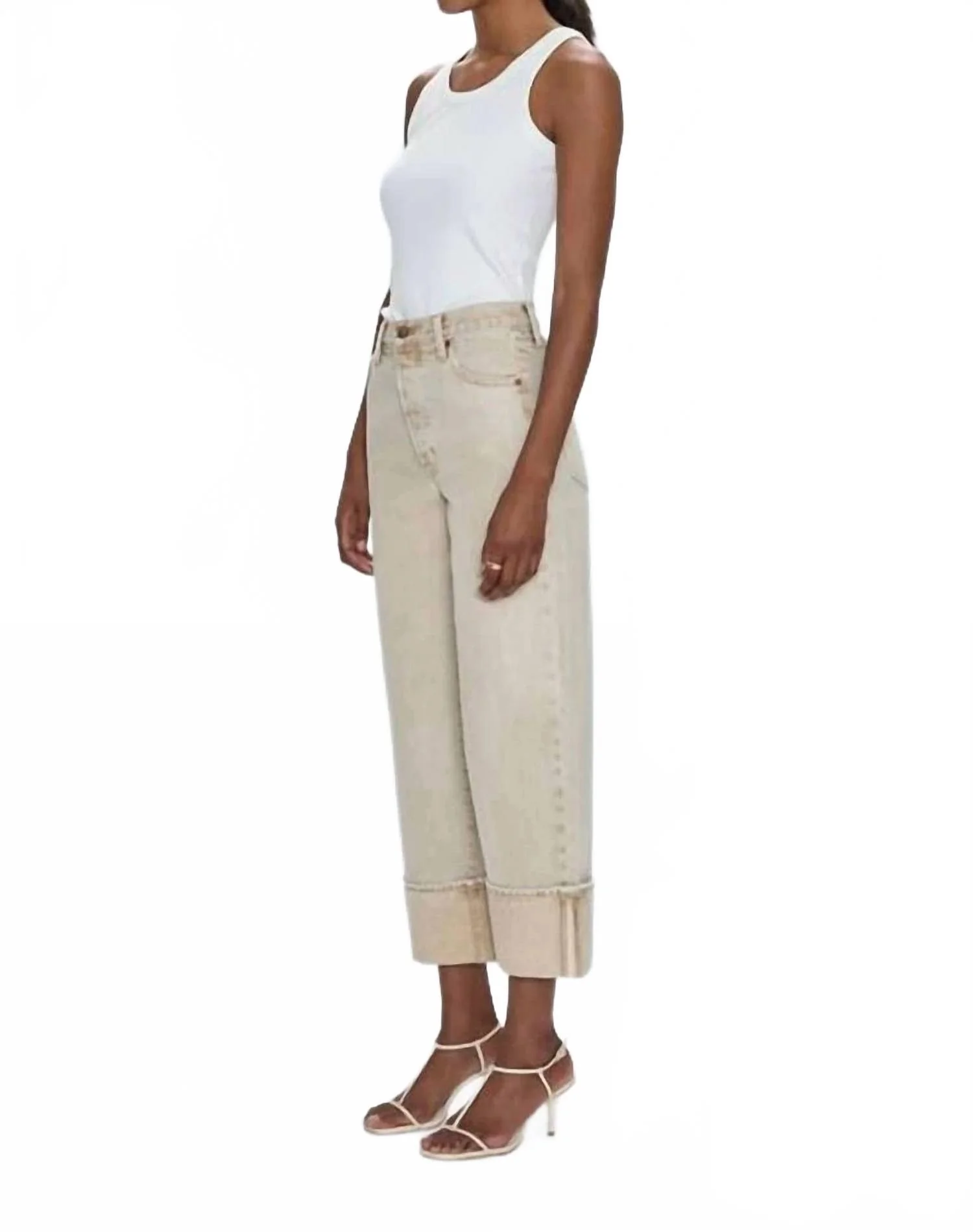 Ryder High Rise Cuffed Straight Pants In Oat - Image 2
