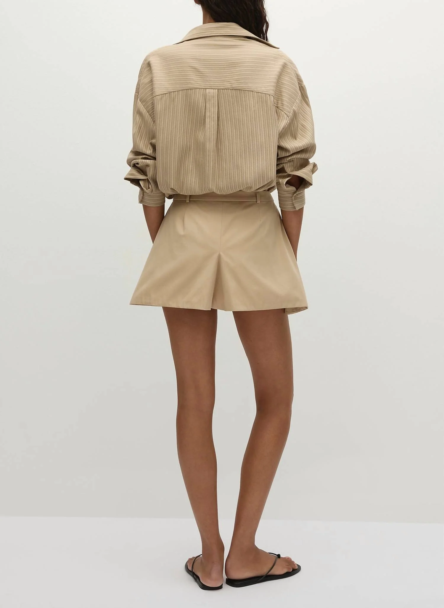 Sable Cotton A-Line Mini Skirt In Fawn - Image 3
