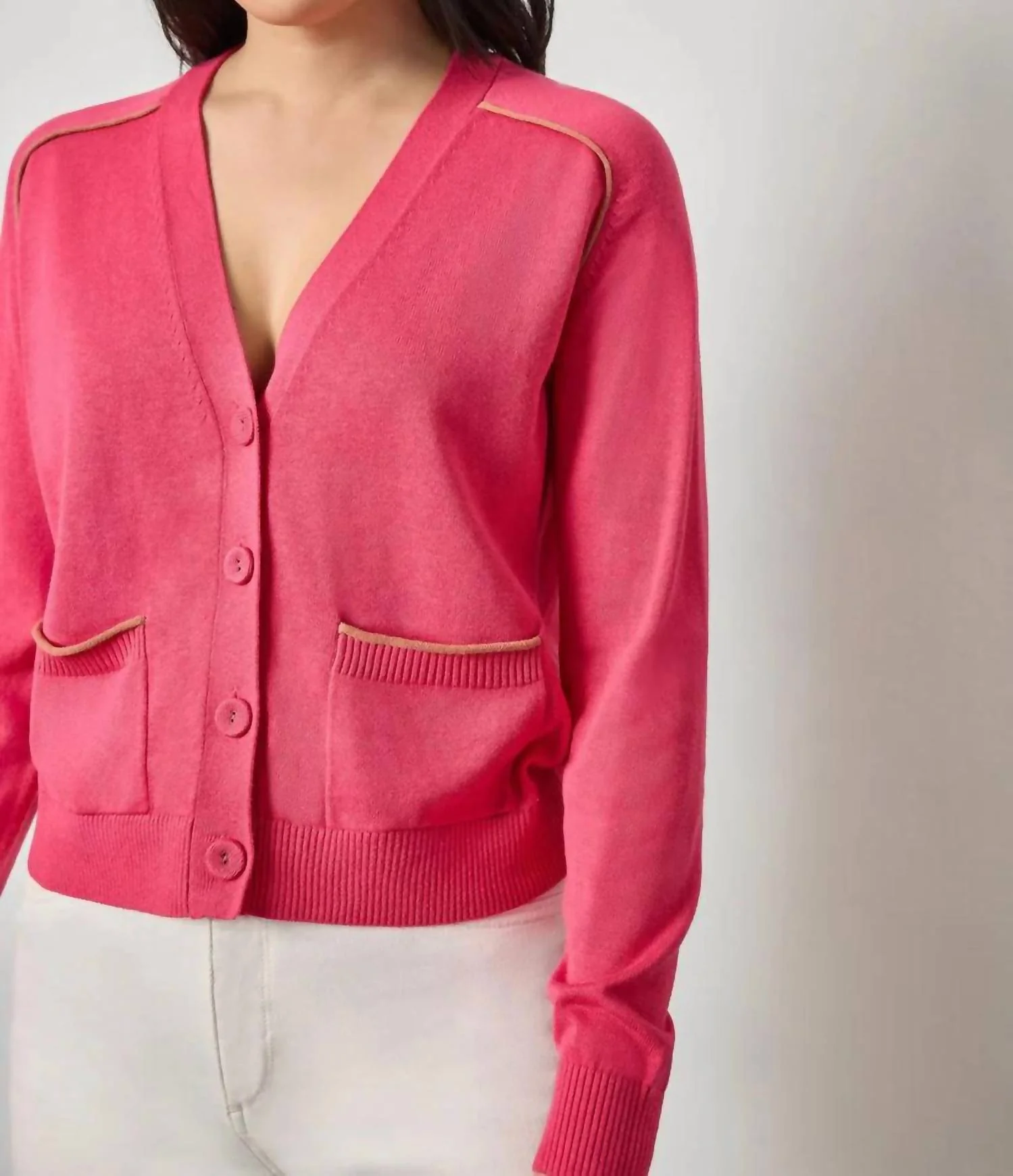 Saddle Sleeve Cardigan In Azalea