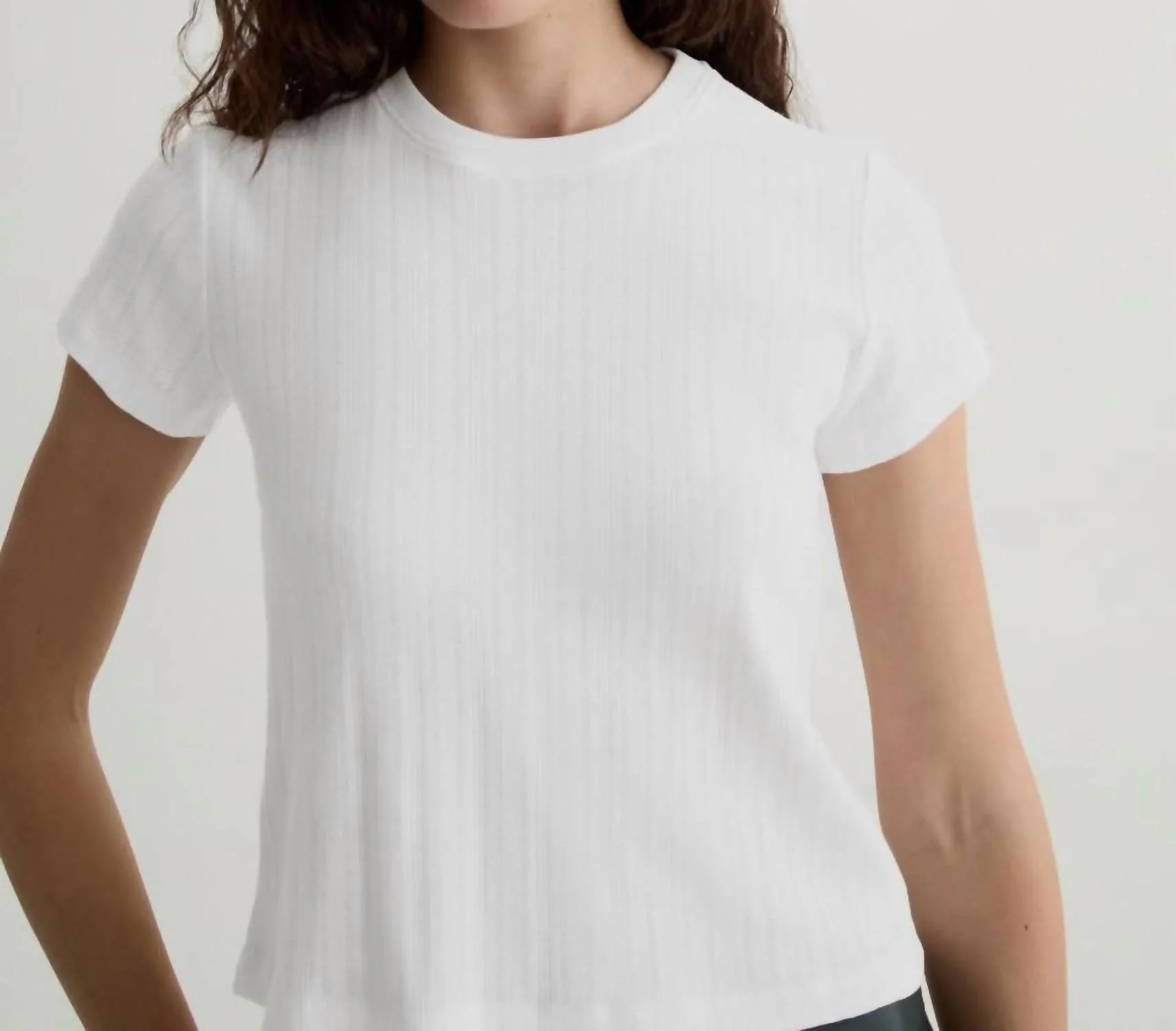 Sadie Crewneck Tee In Powder - Image 2