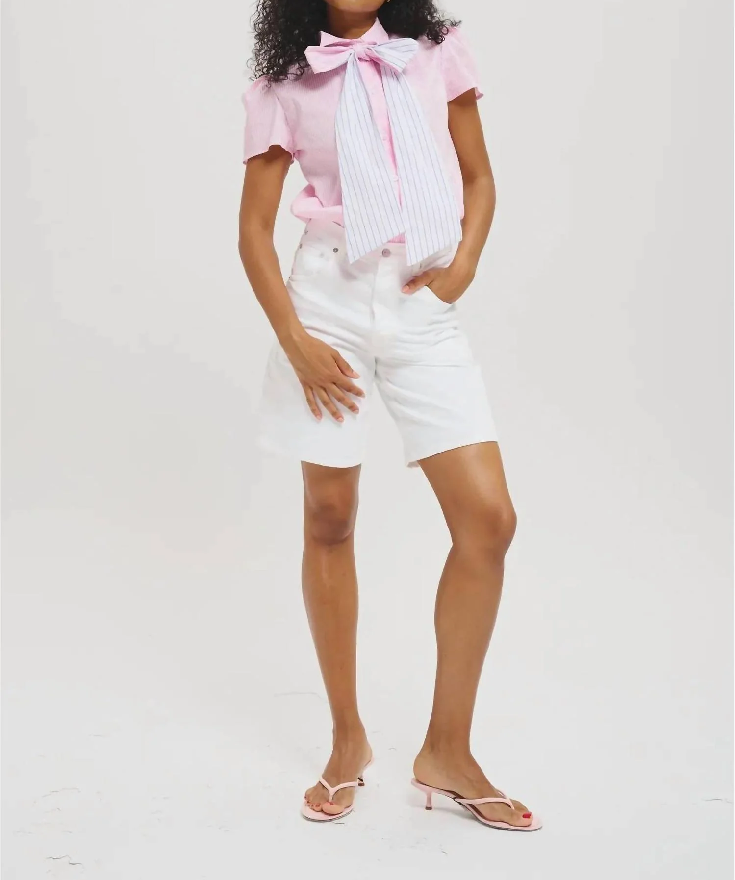 Sahra Blouse In Striped Pink - Image 2