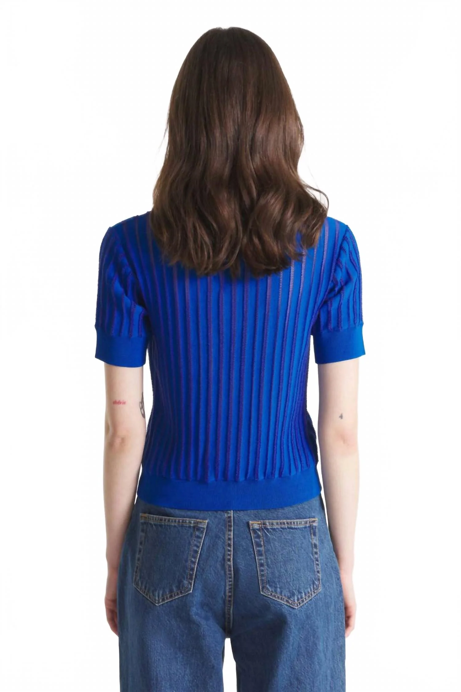 Sally Sweater Polo Shirt In Sheer Parts Vivid Blue - Image 3