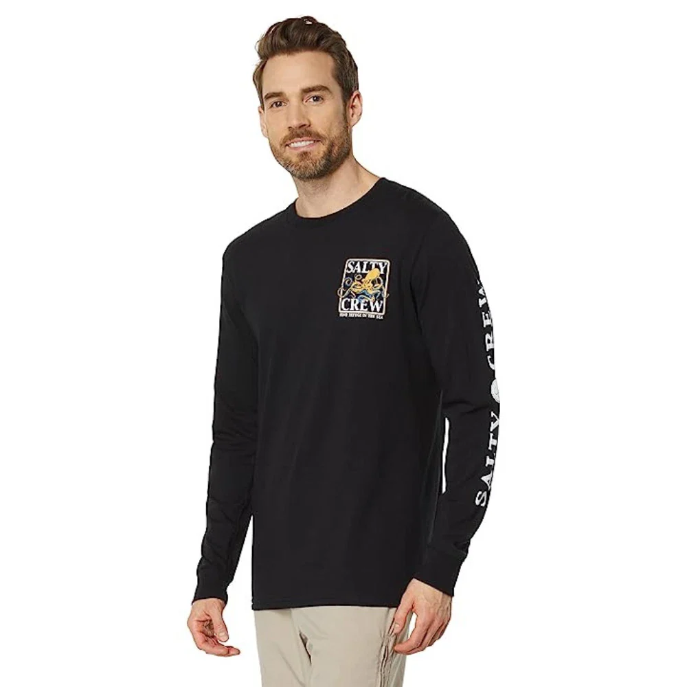 Salty Crew Ink Slinger Shirt Men Black Graphic Long Sleeve Crew Neck DSGL1022