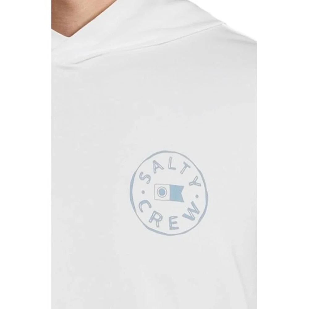 Salty Crew Watermark Sunshirt Men White Stretch Long Sleeve Hooded DDR2618 - Image 5