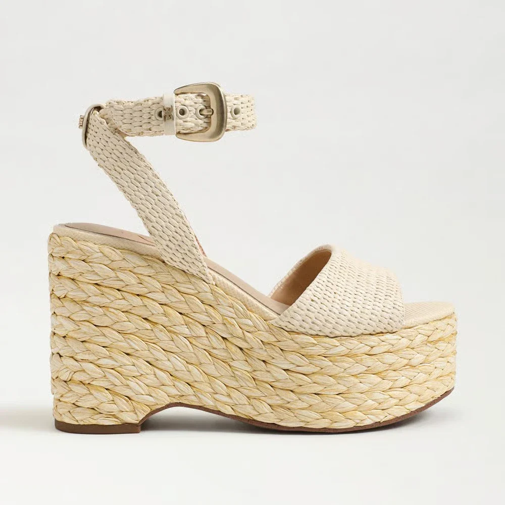 Sam Edelman April J0164F1250 Sandals Women's Ivory Wedge Espadrille HTAT1020 - Image 2