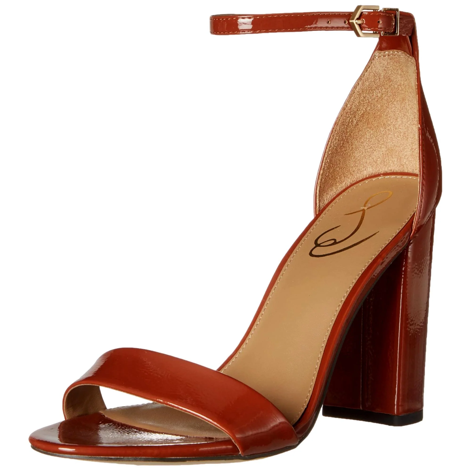 Sam Edelman Yaro Ankle Strap Sandal Heel Copper Patent  E851161208 Women's