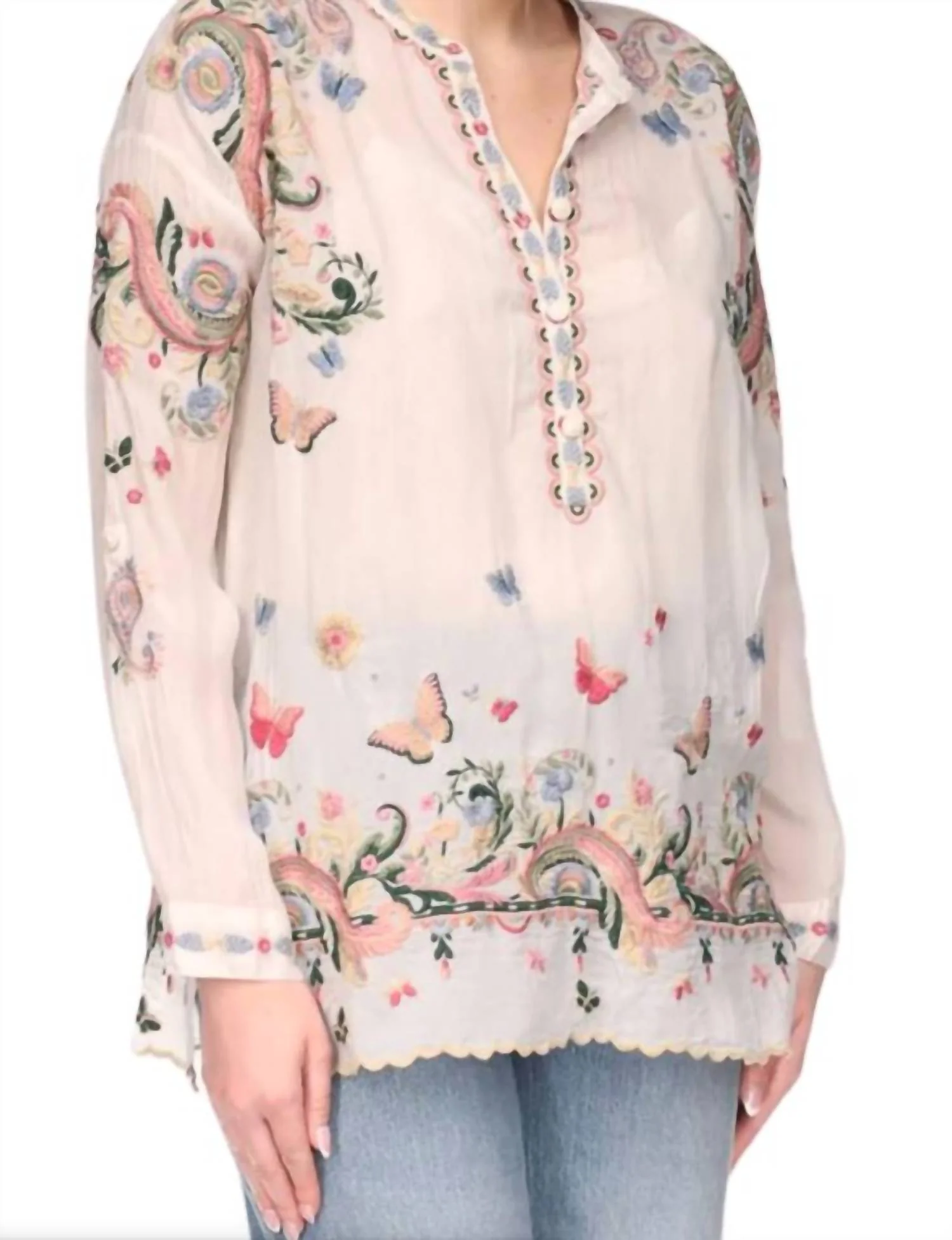Sami Embroidered Tunic Top In Puglia