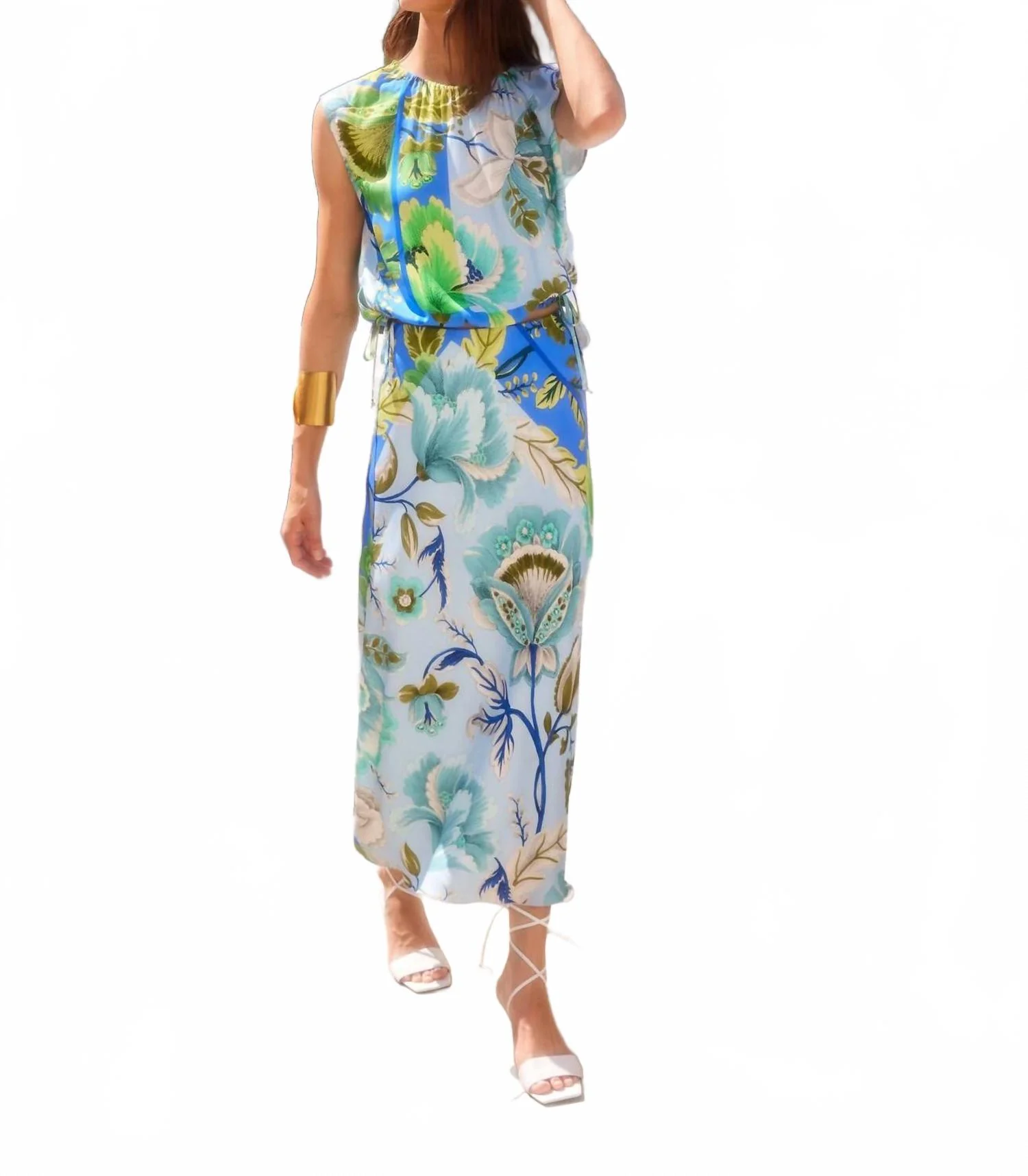 Sami Sleeveless Top In Botanical Scarf Print - Image 4