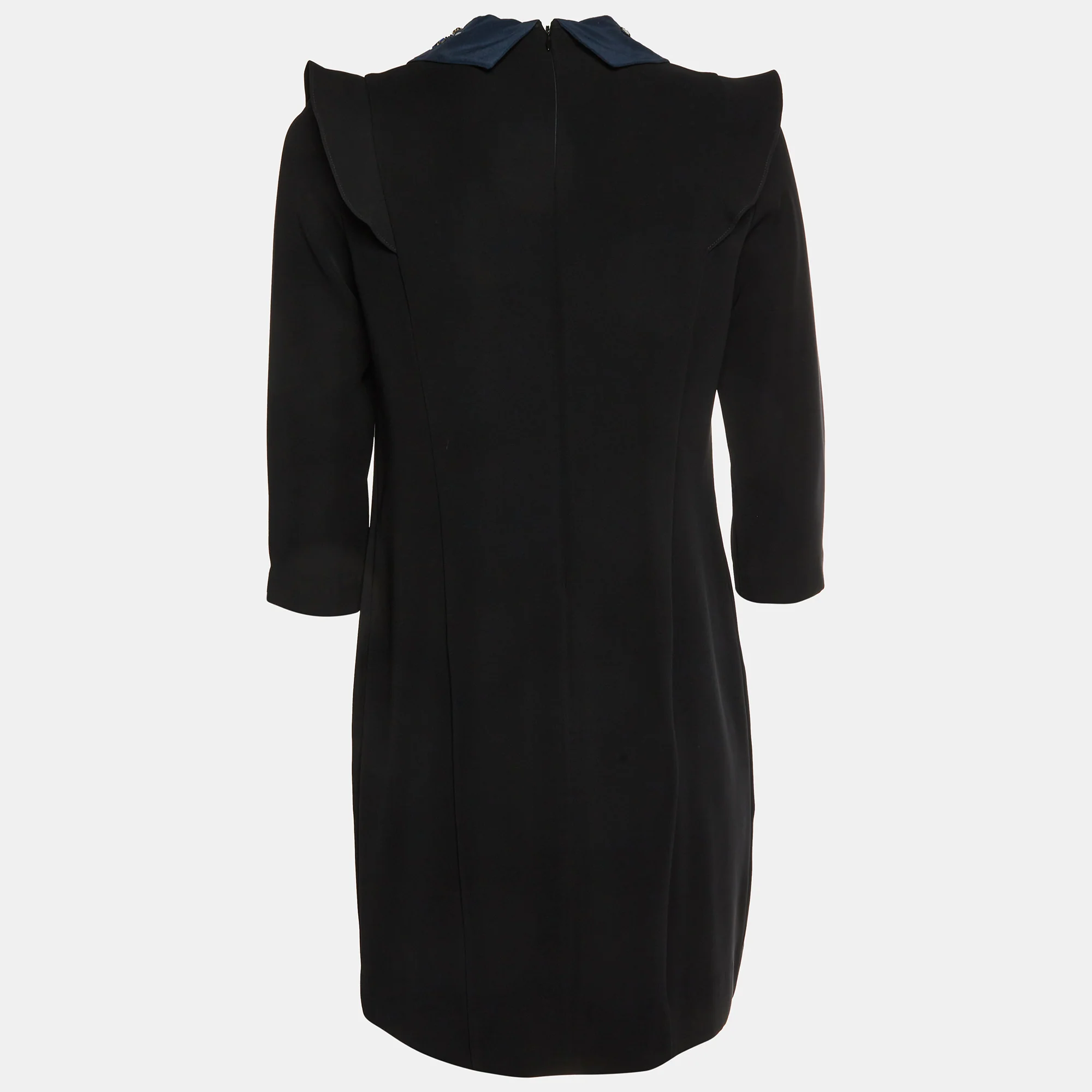 Sandro Black Crepe Embellished Collar Dress - Image 3