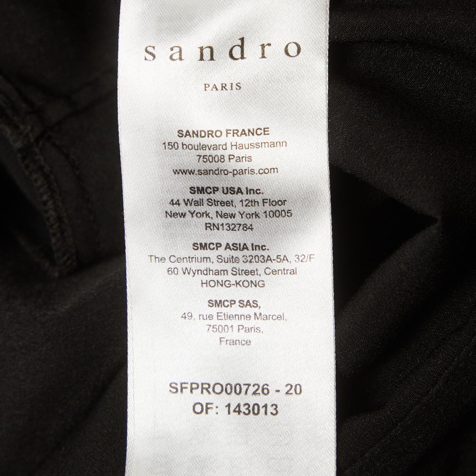 Sandro Black Crepe & Plisse Wrap Style Midi Dress - Image 6